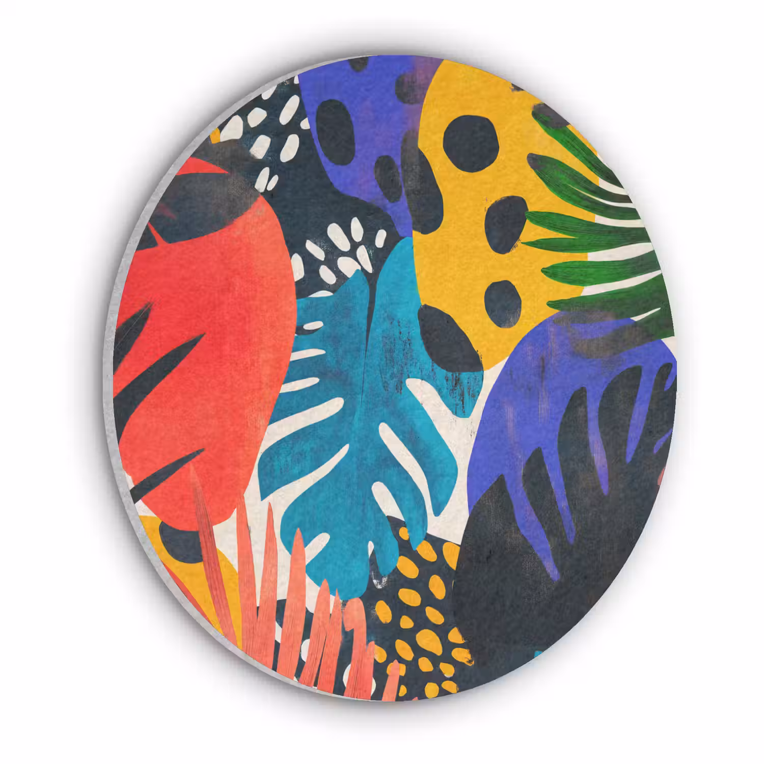 Bladeren - Vormen - Abstract - Kleurrijk Akoestische PET Vilt - Rond klein -3d