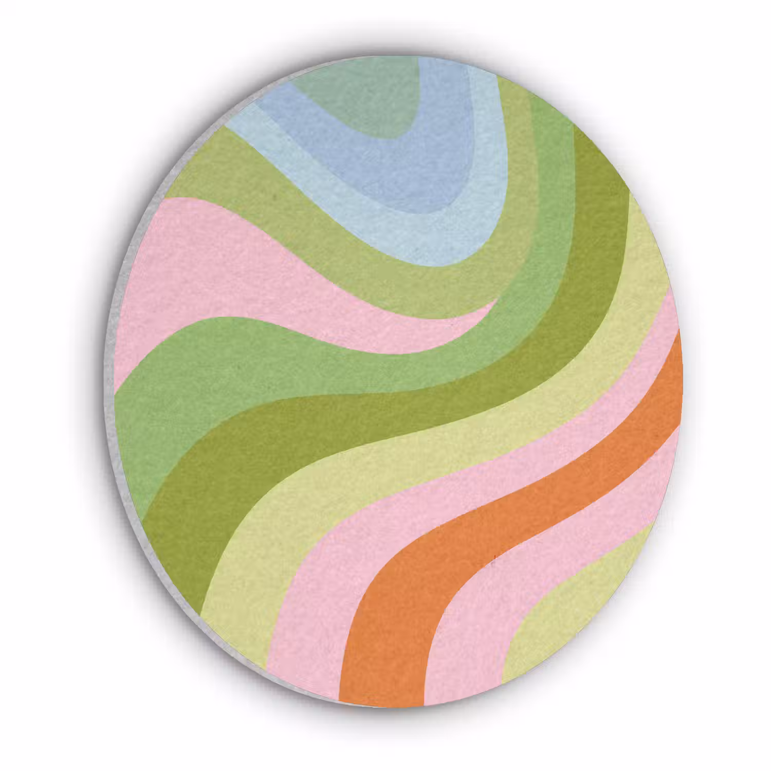 Lijnen - Pasteltinten - Golvend Akoestische PET Vilt - Rond klein -3d
