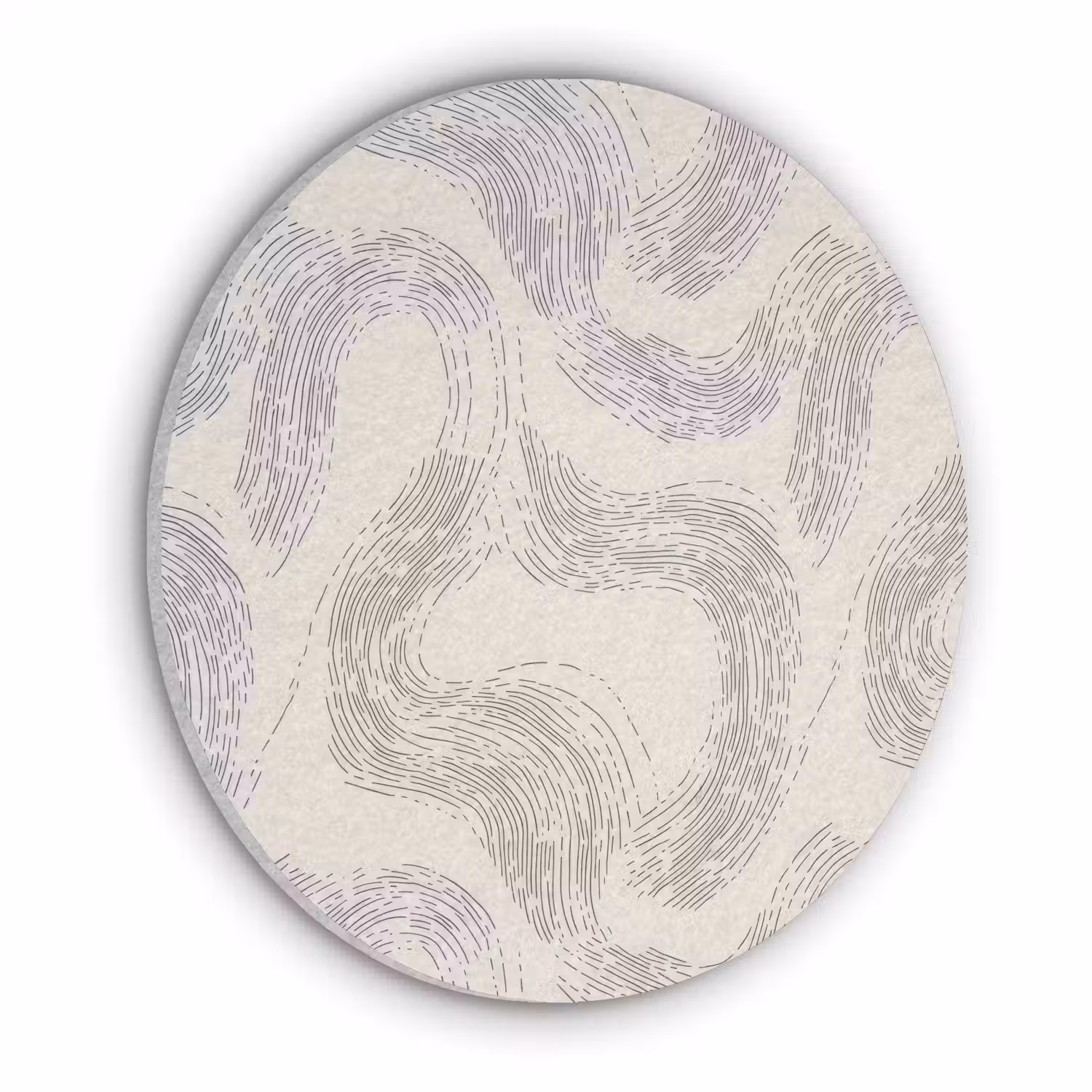 Lijnen - Patroon - Beige - Minimalistisch Akoestische PET Vilt - Rond klein 838 -3d
