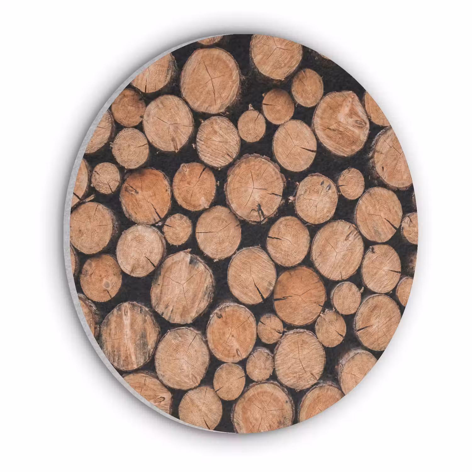 Houtblokken - Textuur - Patroon - Bruin - Rustiek Akoestische PET Vilt - Rond klein -3d