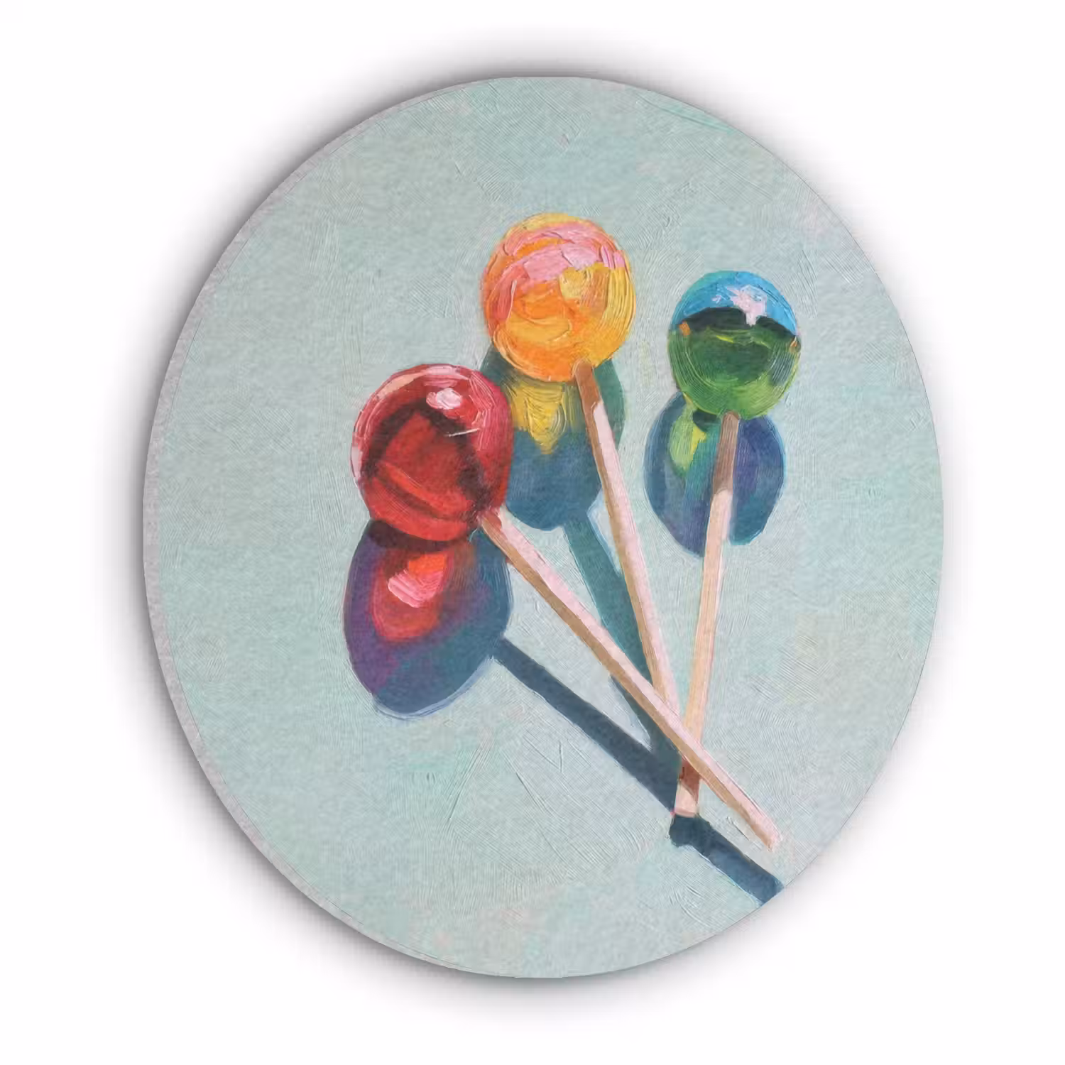 Lollys - Schaduw - Drie - Blauw Akoestische PET Vilt - Rond klein -3d