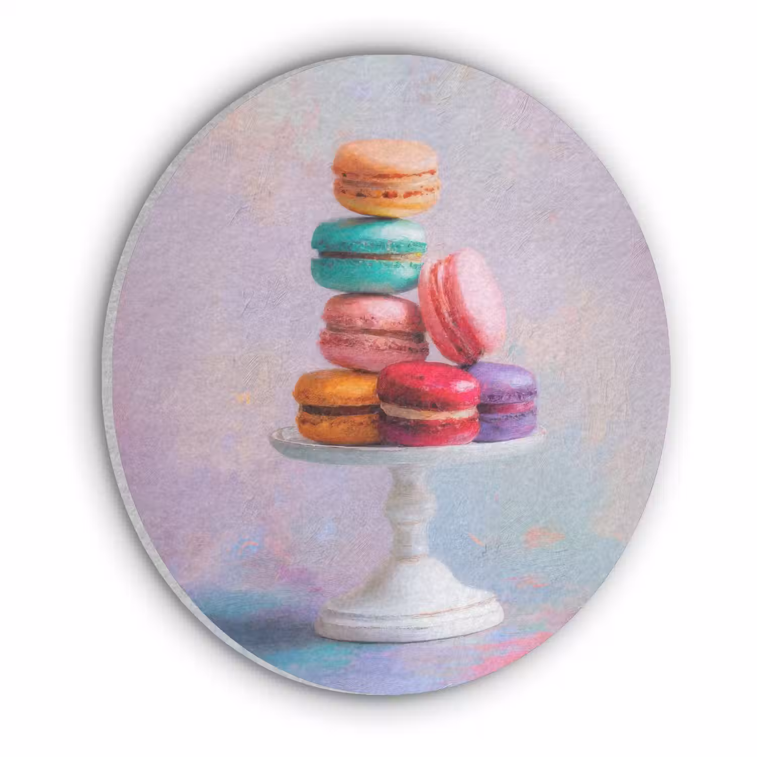 Macarons - Schaal - Pastel - Kleurrijk Akoestische PET Vilt - Rond klein -3d
