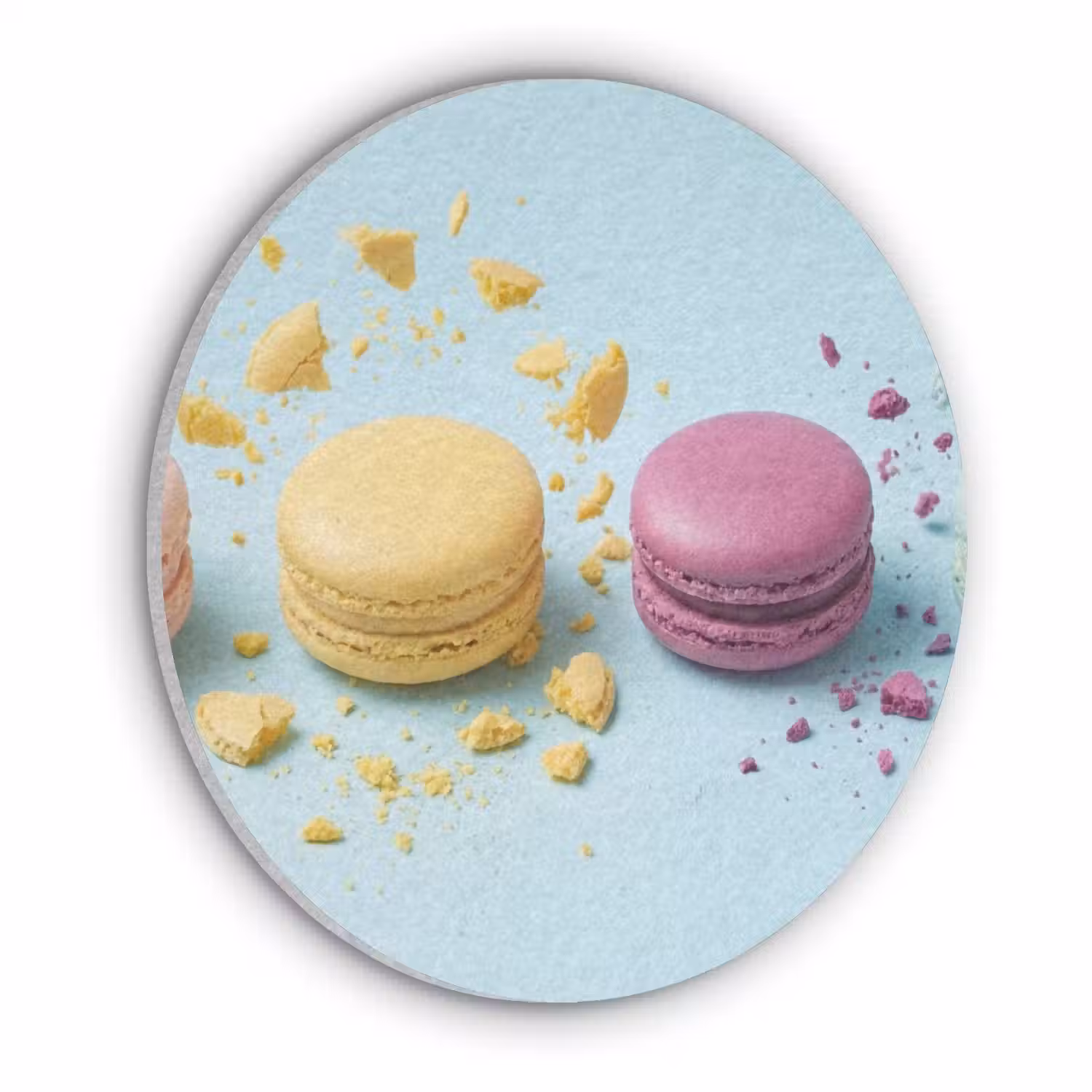 Macarons - Kleurrijk - Pastel Akoestische PET Vilt - Rond klein -3d