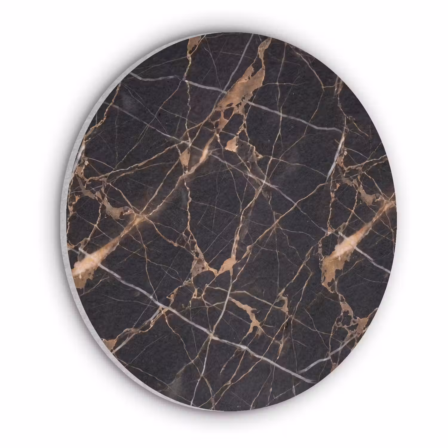 Marmer - Goud - Abstract - Zwart Akoestische PET Vilt - Rond klein -3d
