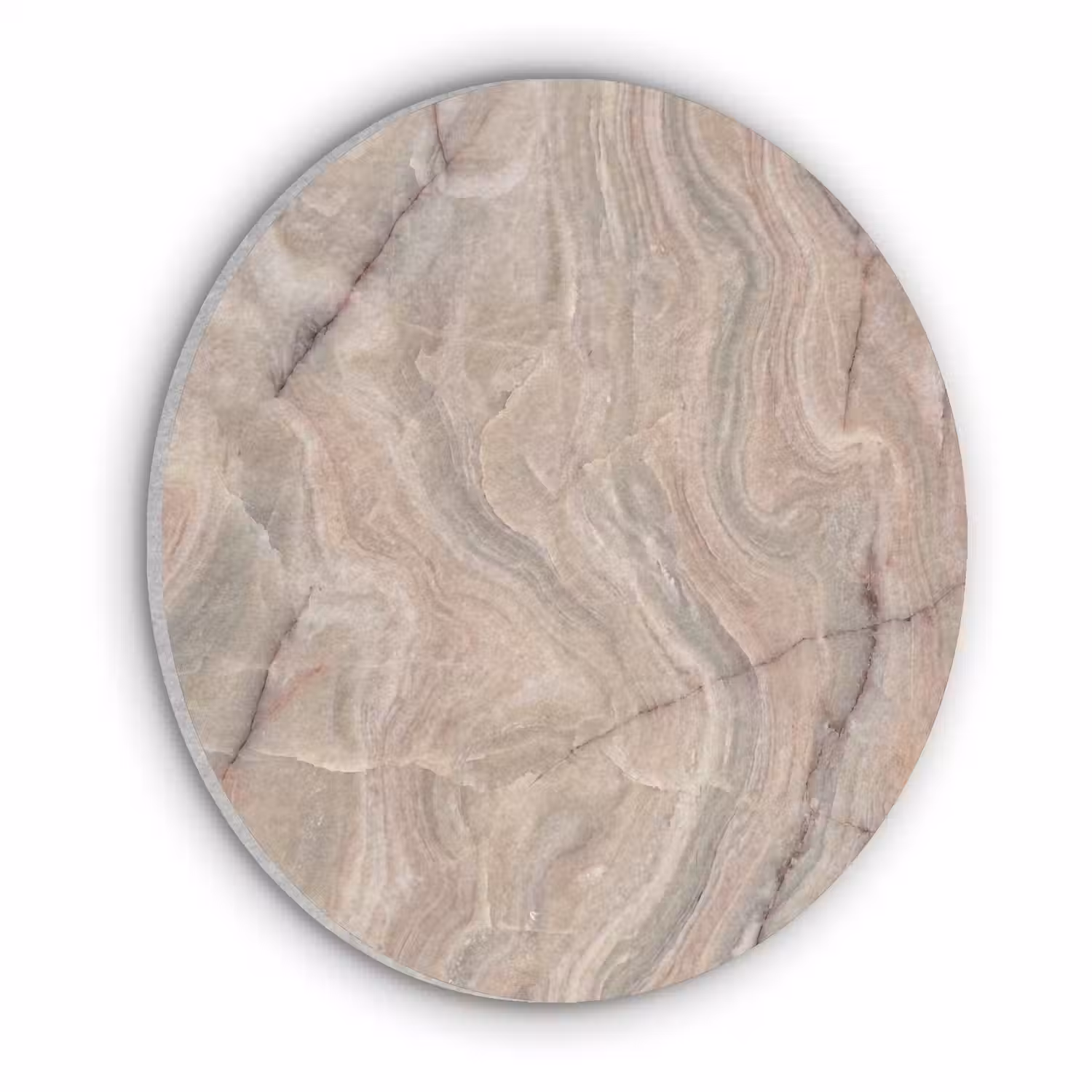 Marmer - Patroon - Abstract - Beige - Groen Akoestische PET Vilt - Rond klein -3d
