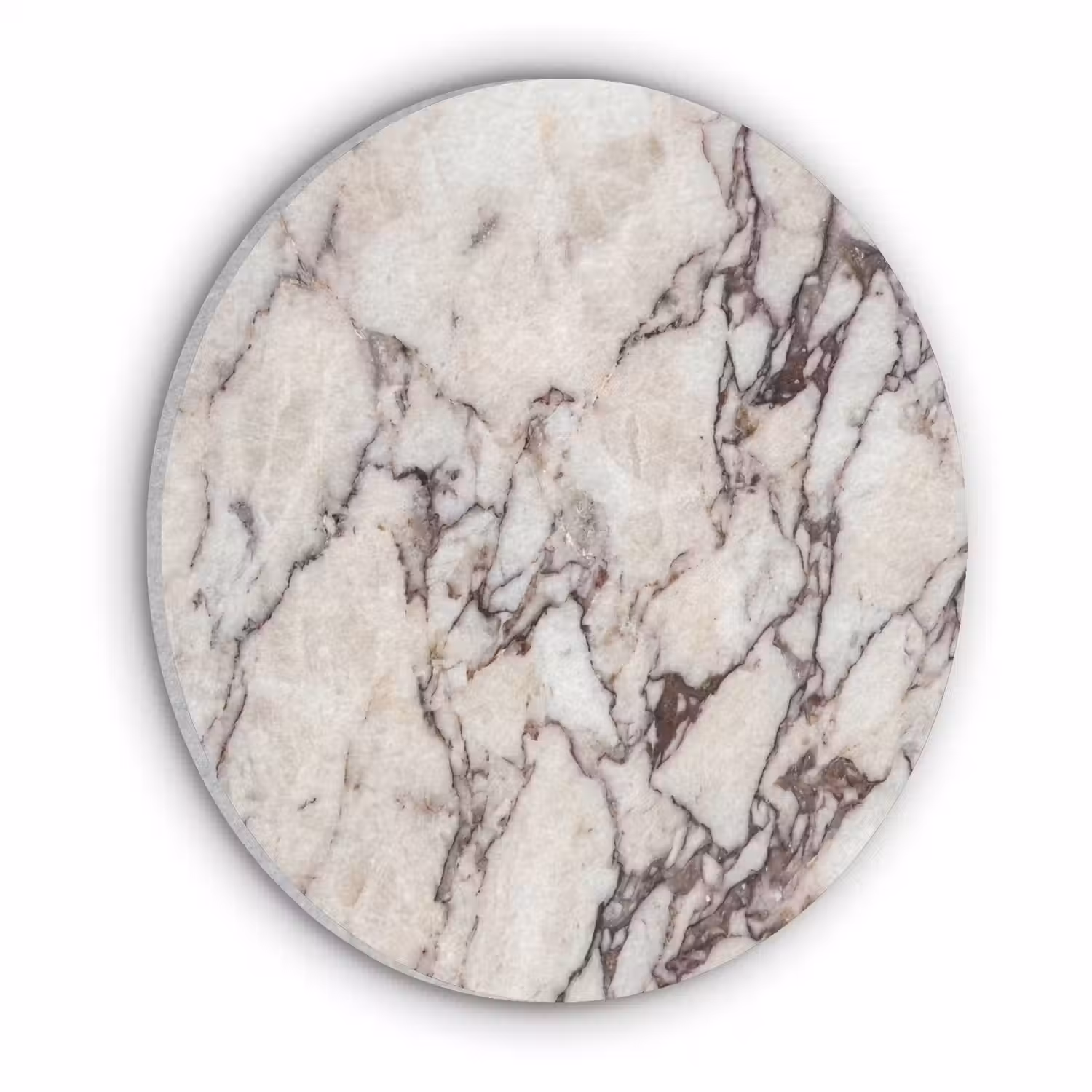 Marmer - Textuur - Abstract - Wit - Bruin Akoestische PET Vilt - Rond klein -3d