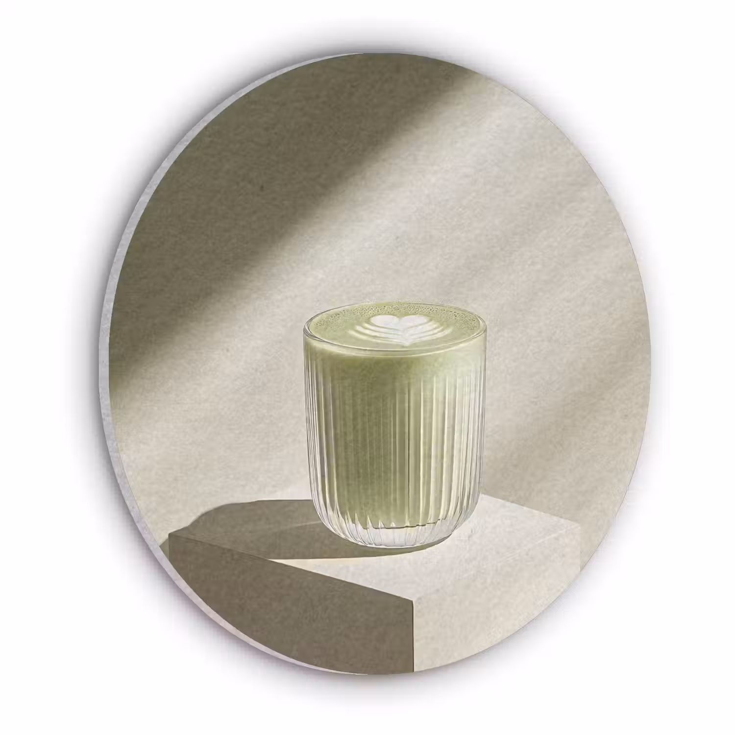 Matcha - Glas - Groen - Minimalistisch Akoestische PET Vilt - Rond klein -3d