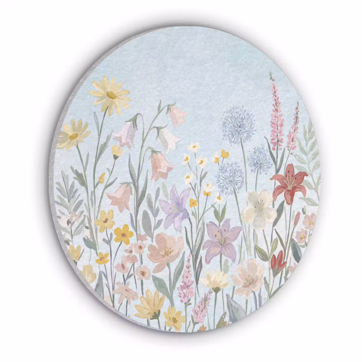 Weidebloemen - Illustratie - Kleurrijk Akoestische PET Vilt - Rond klein -3d