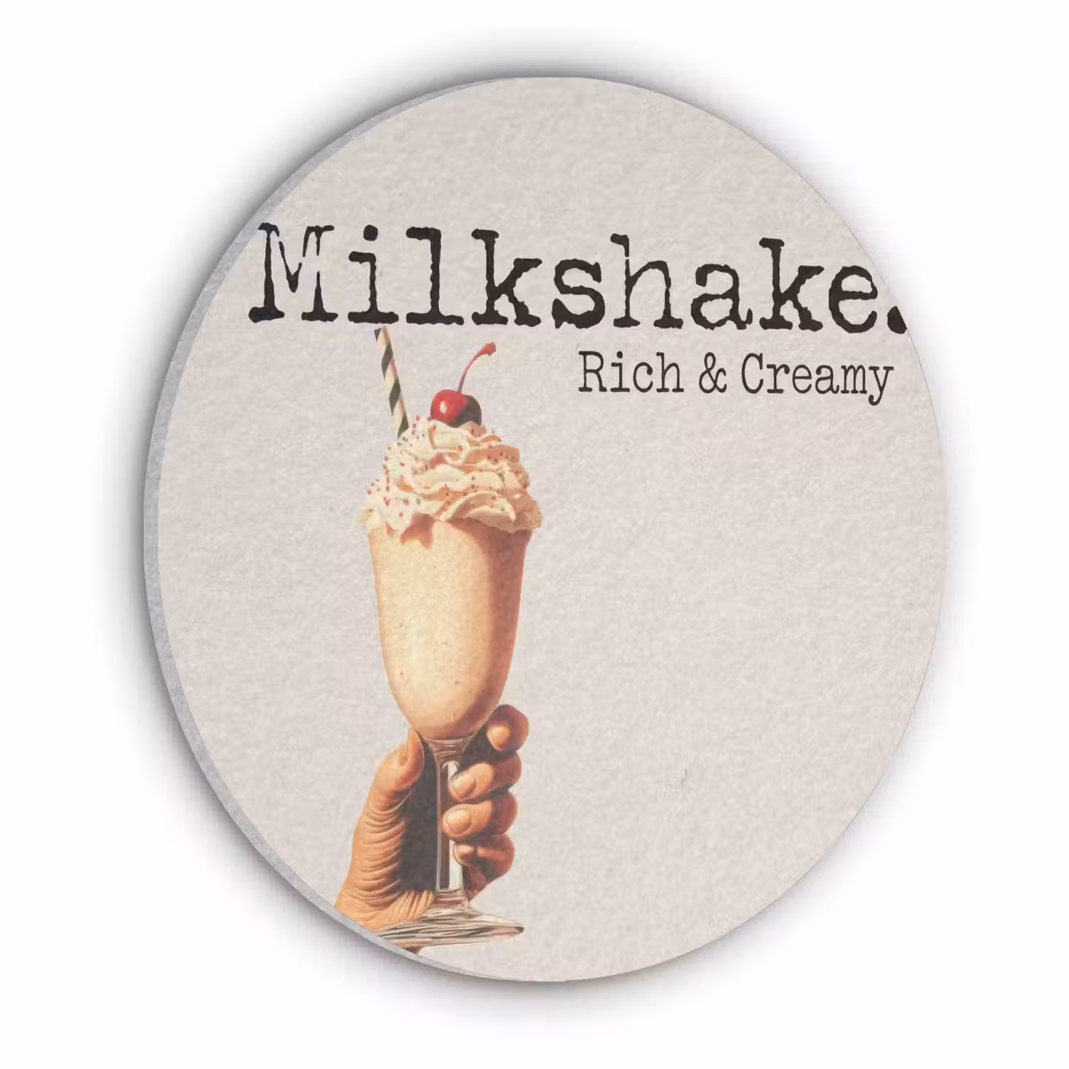 Milkshake - Kers - Rietje Akoestische PET Vilt - Rond klein -3d