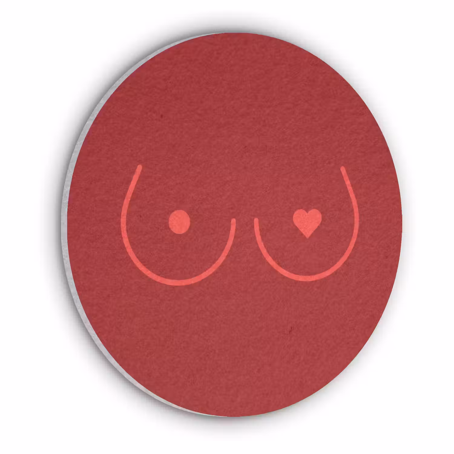 Minimalistisch - Lijnillustratie - Rood Akoestische PET Vilt - Rond klein -3d