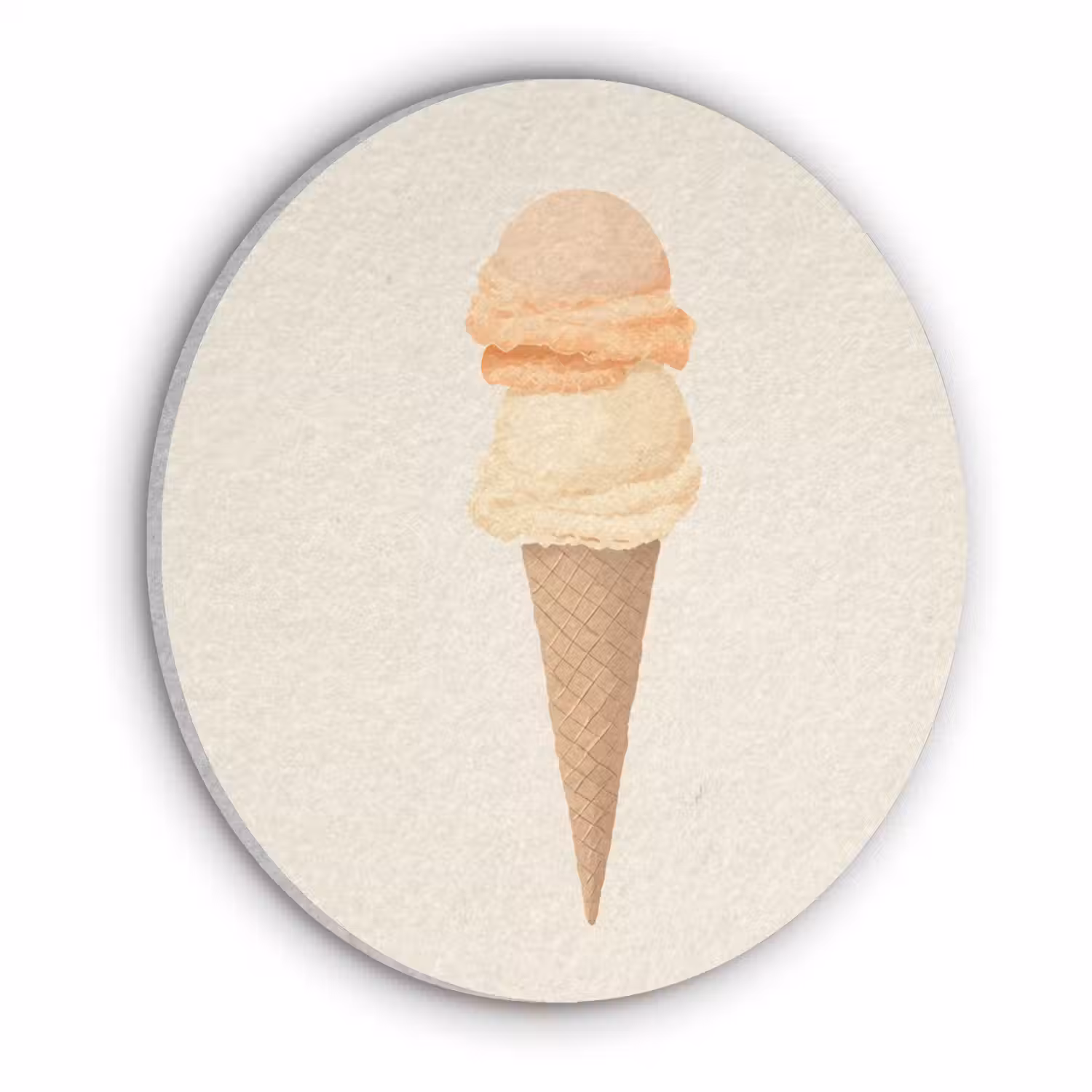 Minimalistisch - Schepijs - Hoorntje - Beige Akoestische PET Vilt - Rond klein -3d