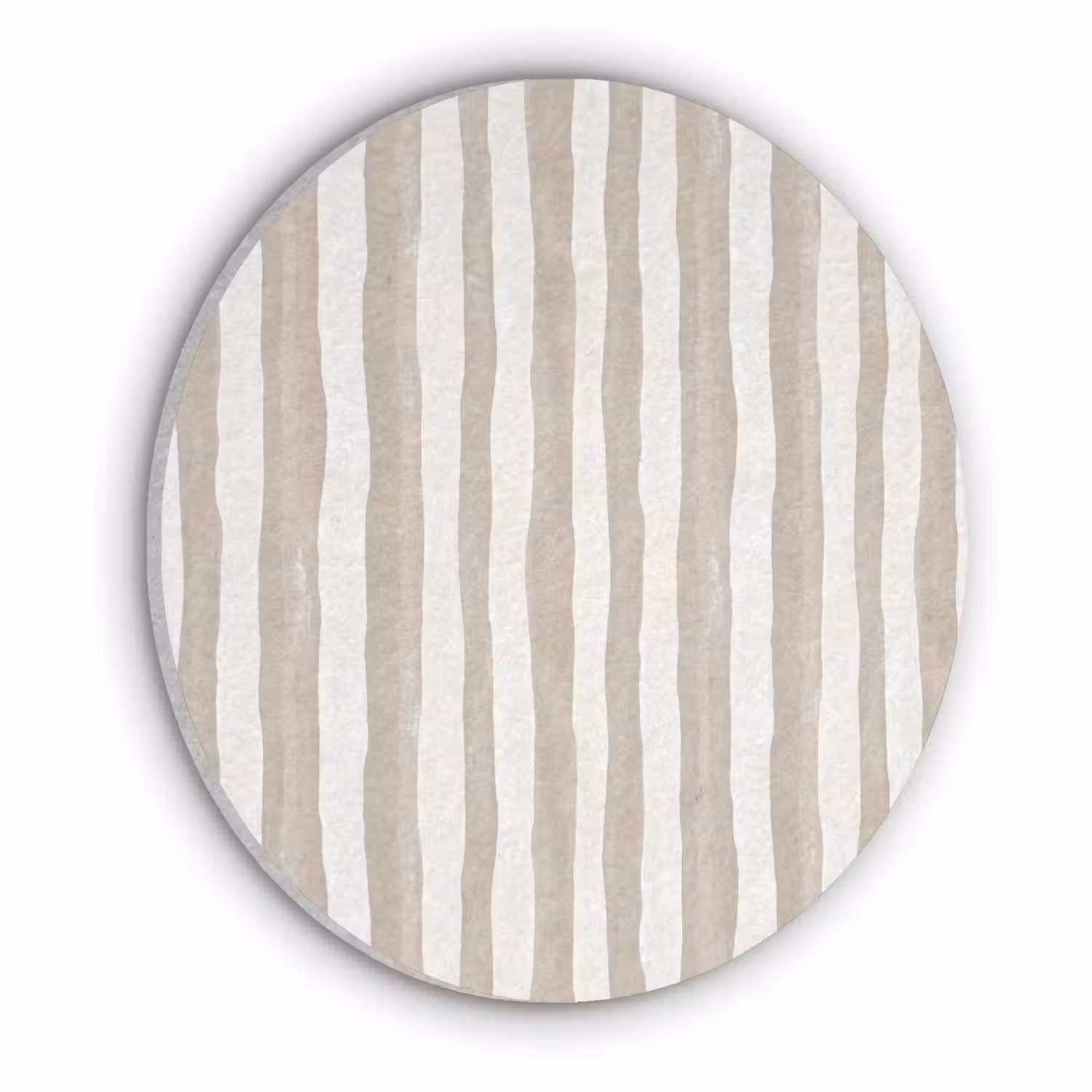 Minimalistisch - Strepen - Beige Akoestische PET Vilt - Rond klein 838 -3d