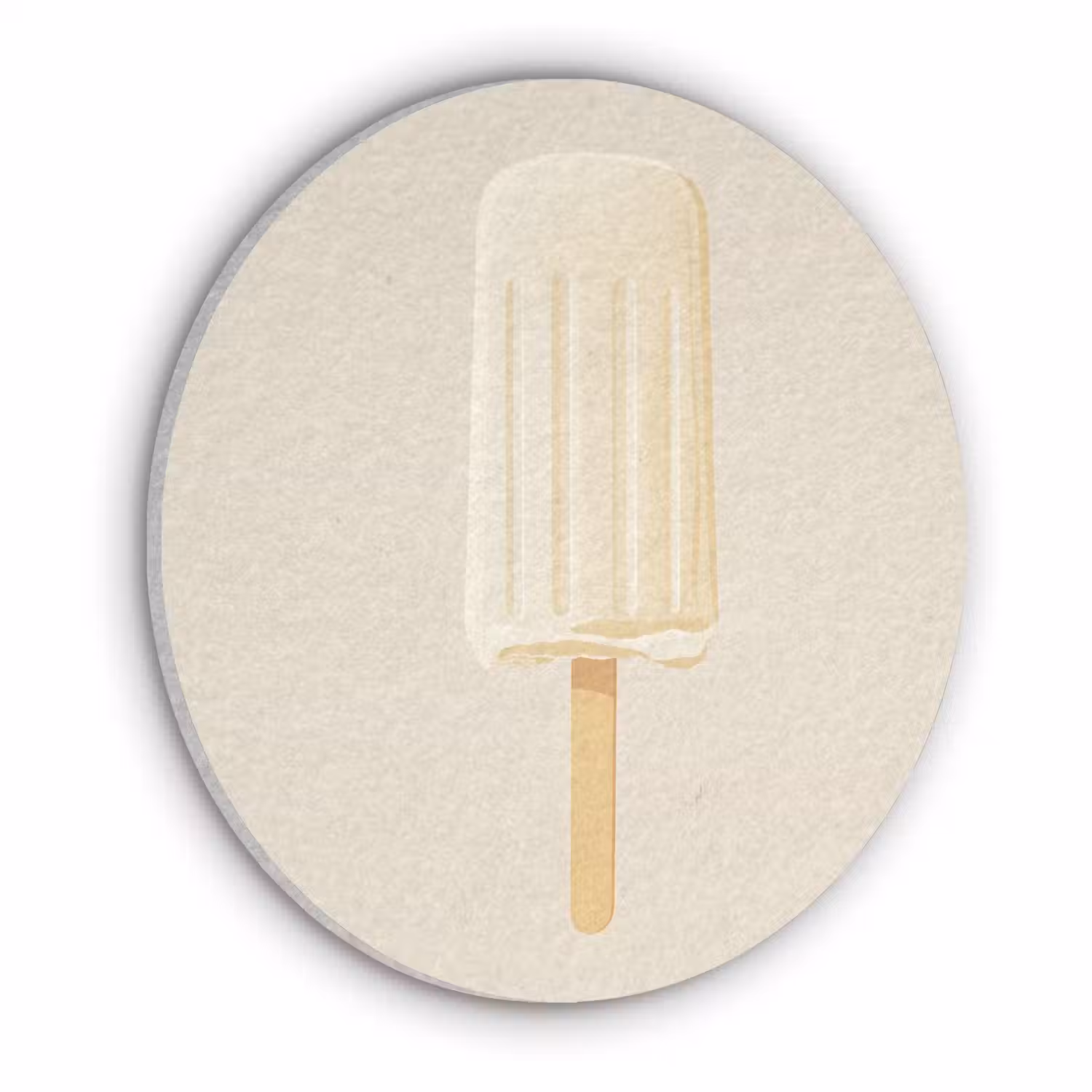 Minimalistisch - Waterijsje - Stokje - Beige Akoestische PET Vilt - Rond klein -3d