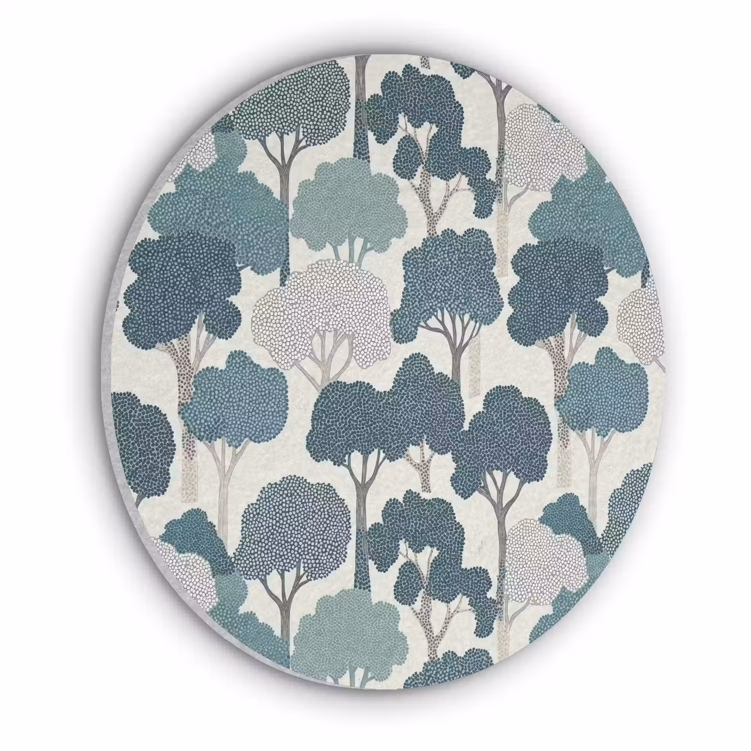 Modern - Bomen - Bos - Patroon - Blauw Akoestische PET Vilt - Rond klein 838 -3d