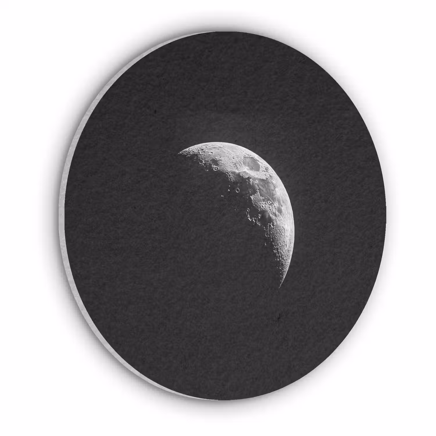 Maan - Hemel - Zwart - Schaduw Akoestische PET Vilt - Rond klein -3d