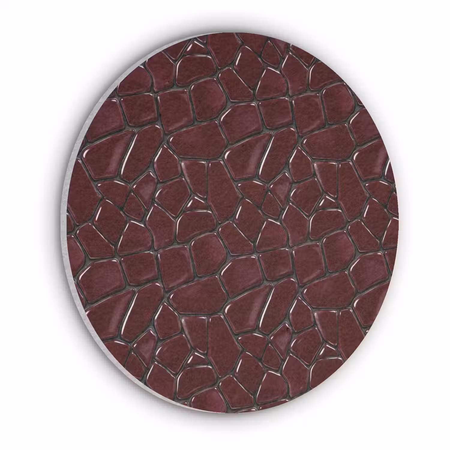 Mozaïek - Tegel - Bordeauxrood Akoestische PET Vilt - Rond klein 838 -3d