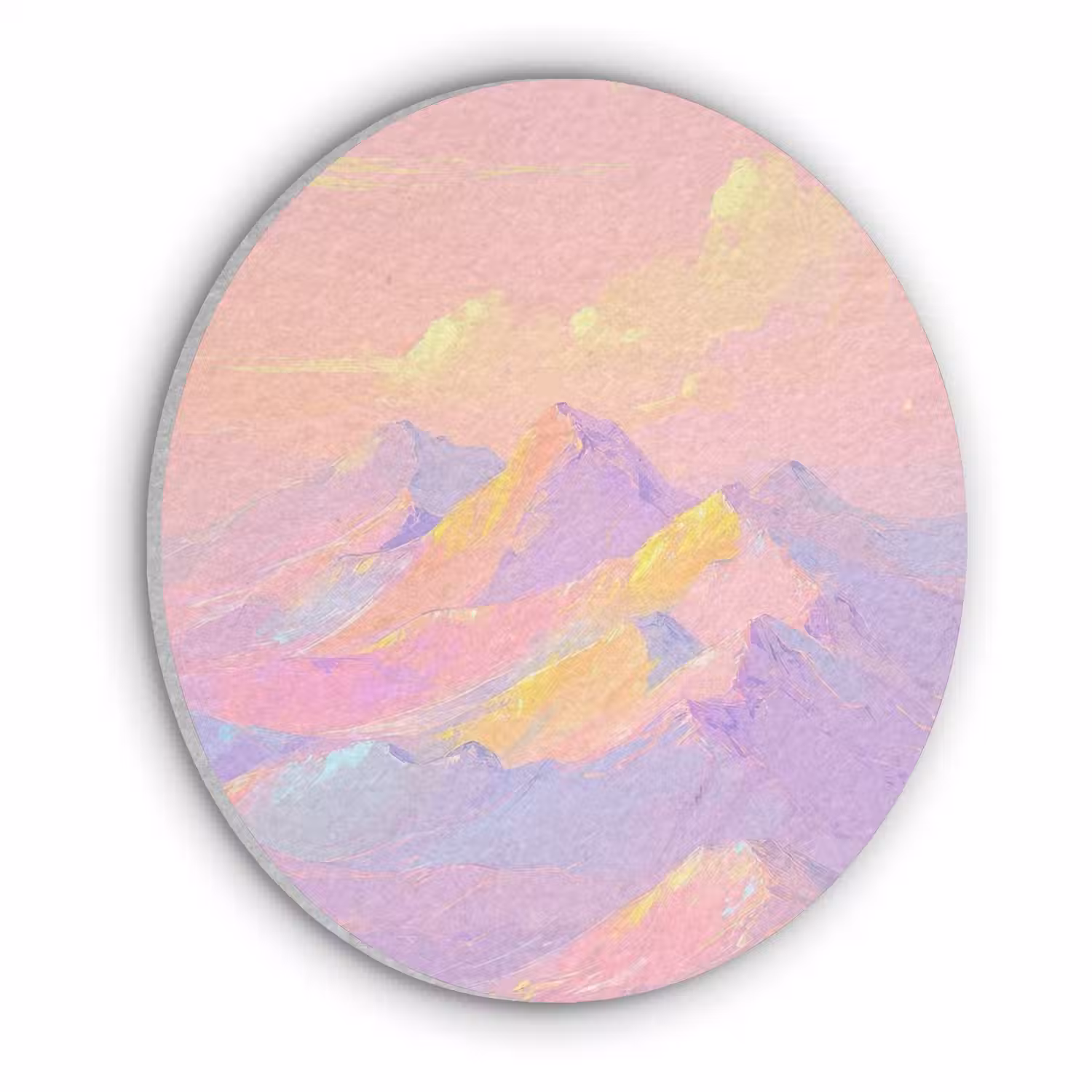 Bergtoppen - Wolken - Dromerig Akoestische PET Vilt - Rond klein -3d