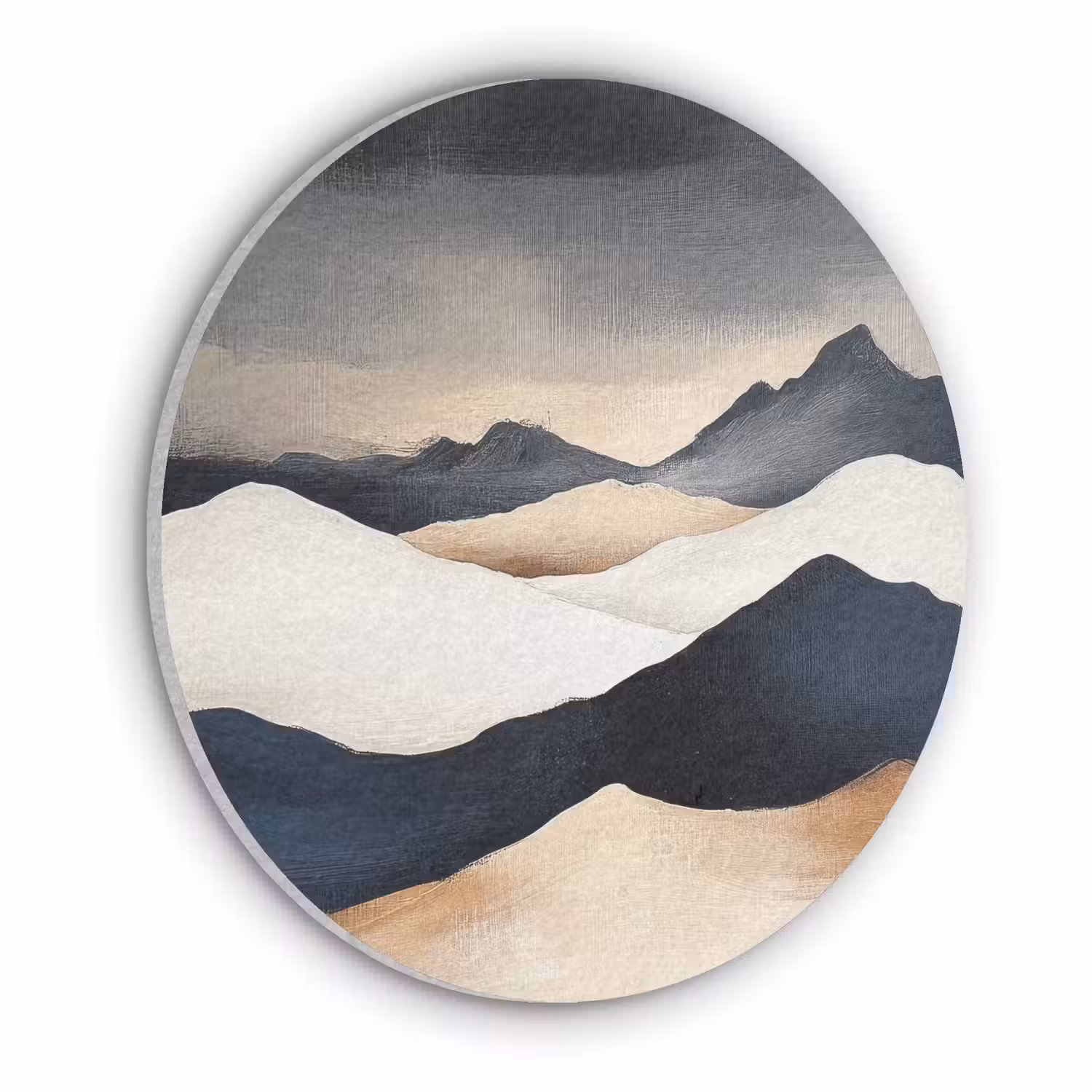Bergen - Donkerblauw - Landschap Akoestische PET Vilt - Rond klein -3d