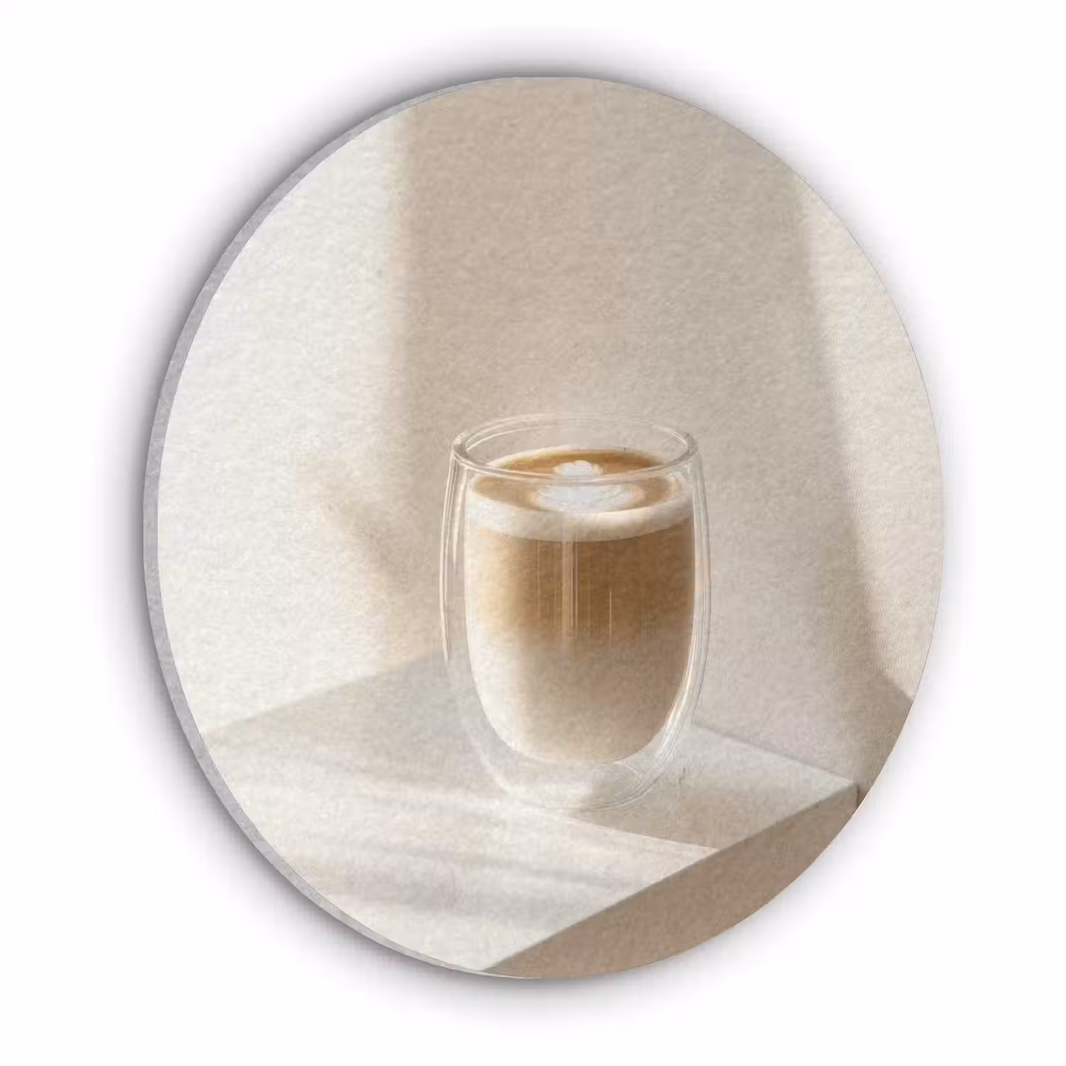 Mok - Latte - Minimalistisch - Schaduw Akoestische PET Vilt - Rond klein -3d