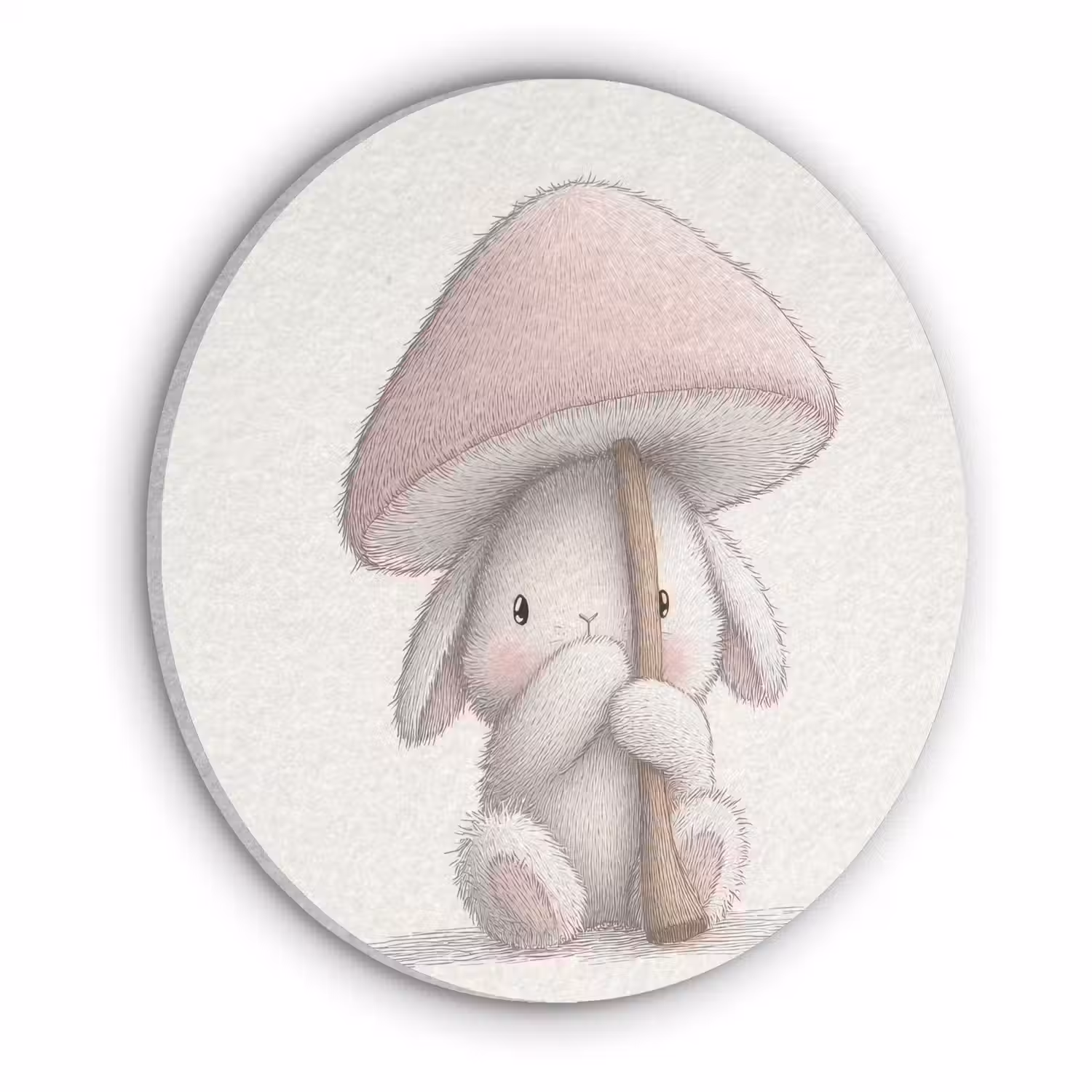 Paddenstoel - Konijn - Roze Akoestische PET Vilt - Rond klein -3d