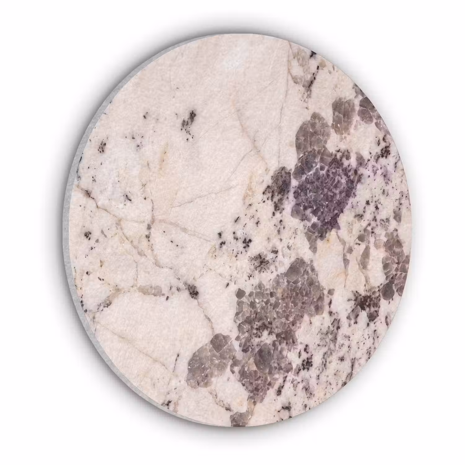 Natuursteen - Patroon - Abstract - Beige - Grijs Akoestische PET Vilt - Rond klein -3d