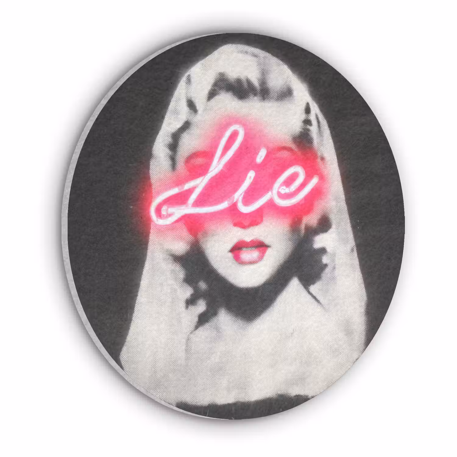 Neon - Letters - Vintage - Vrouw Akoestische PET Vilt - Rond klein -3d