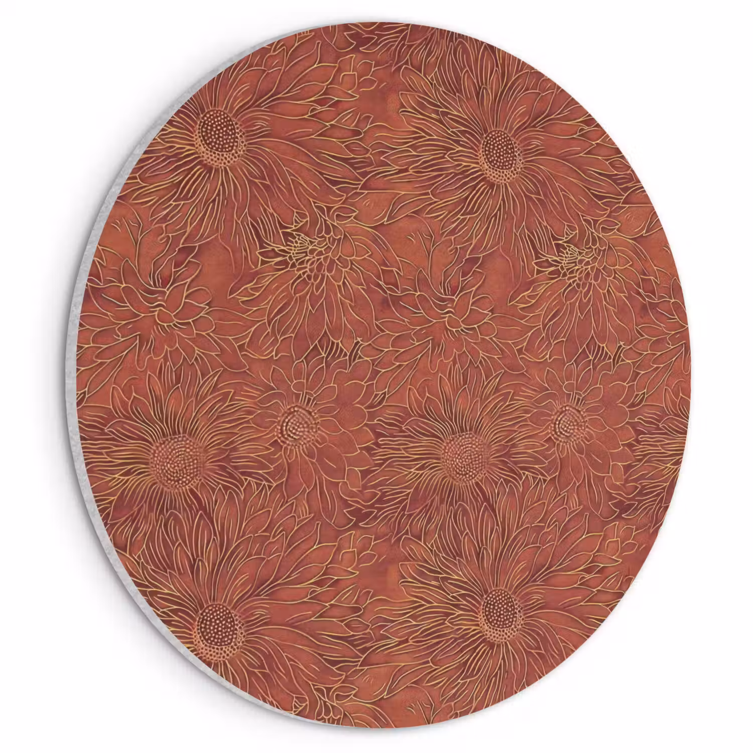 Oosters - Bloemen - Terracotta Akoestische PET Vilt - Rond klein 838 -3d
