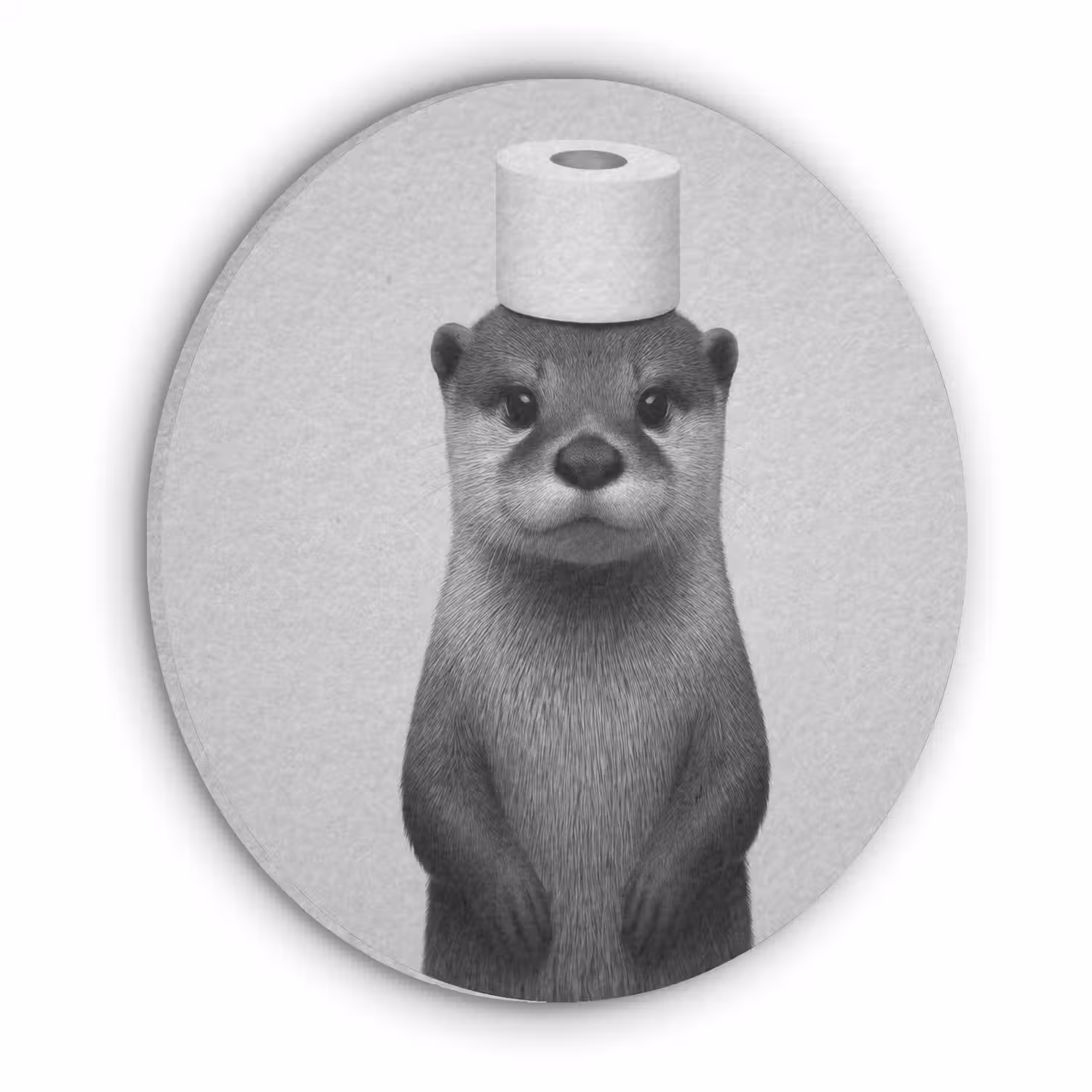 Otter - WC rol - Zwart - Wit Akoestische PET Vilt - Rond klein -3d