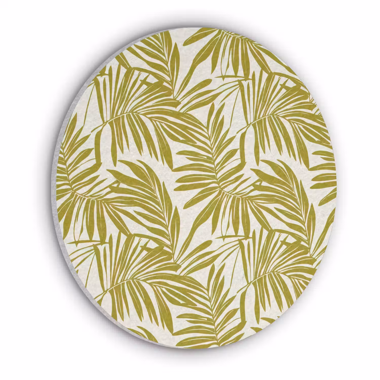 Palmblad - Patroon - Groen Akoestische PET Vilt - Rond klein 838 -3d
