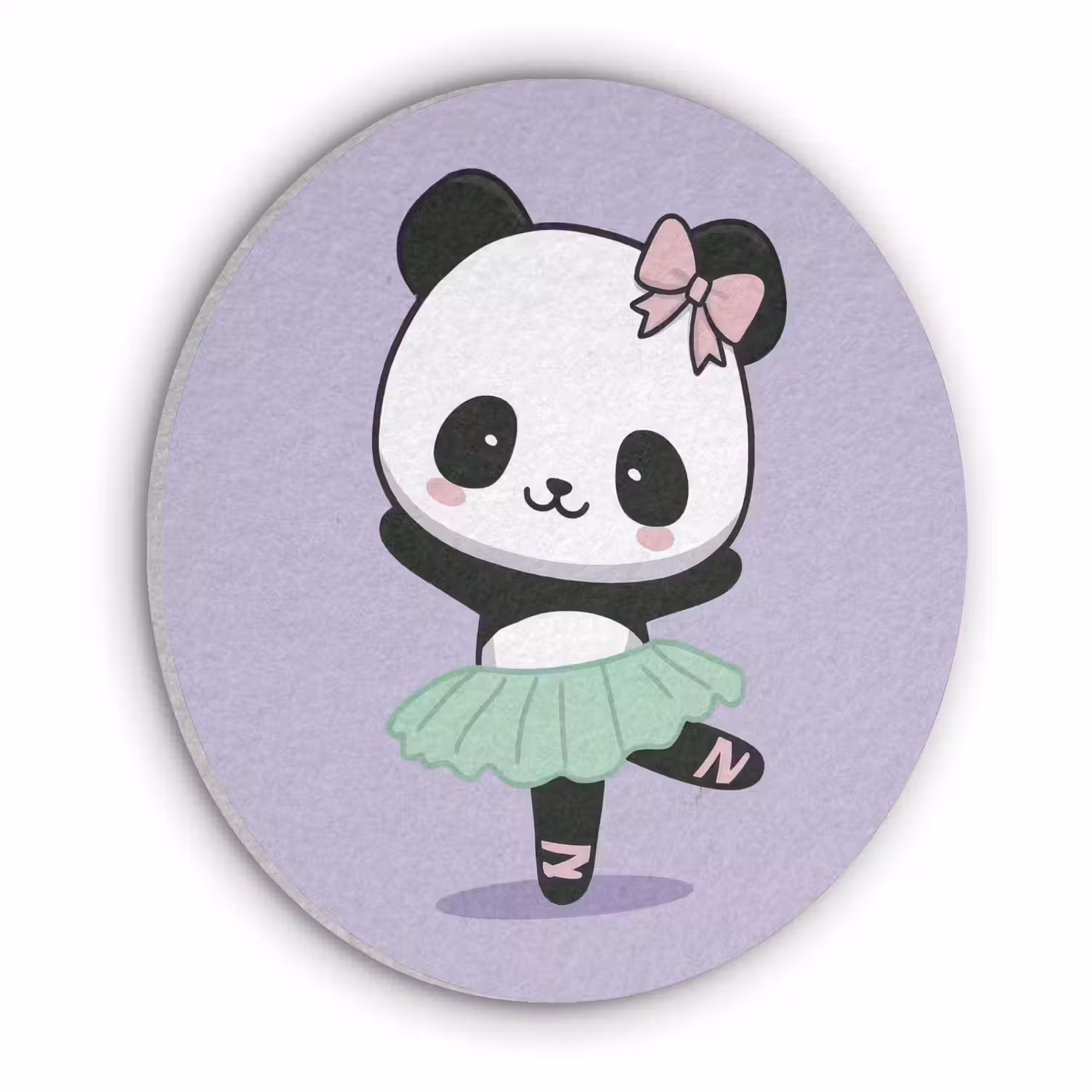Panda - Paars - Sierlijk - Kawaii Akoestische PET Vilt - Rond klein -3d