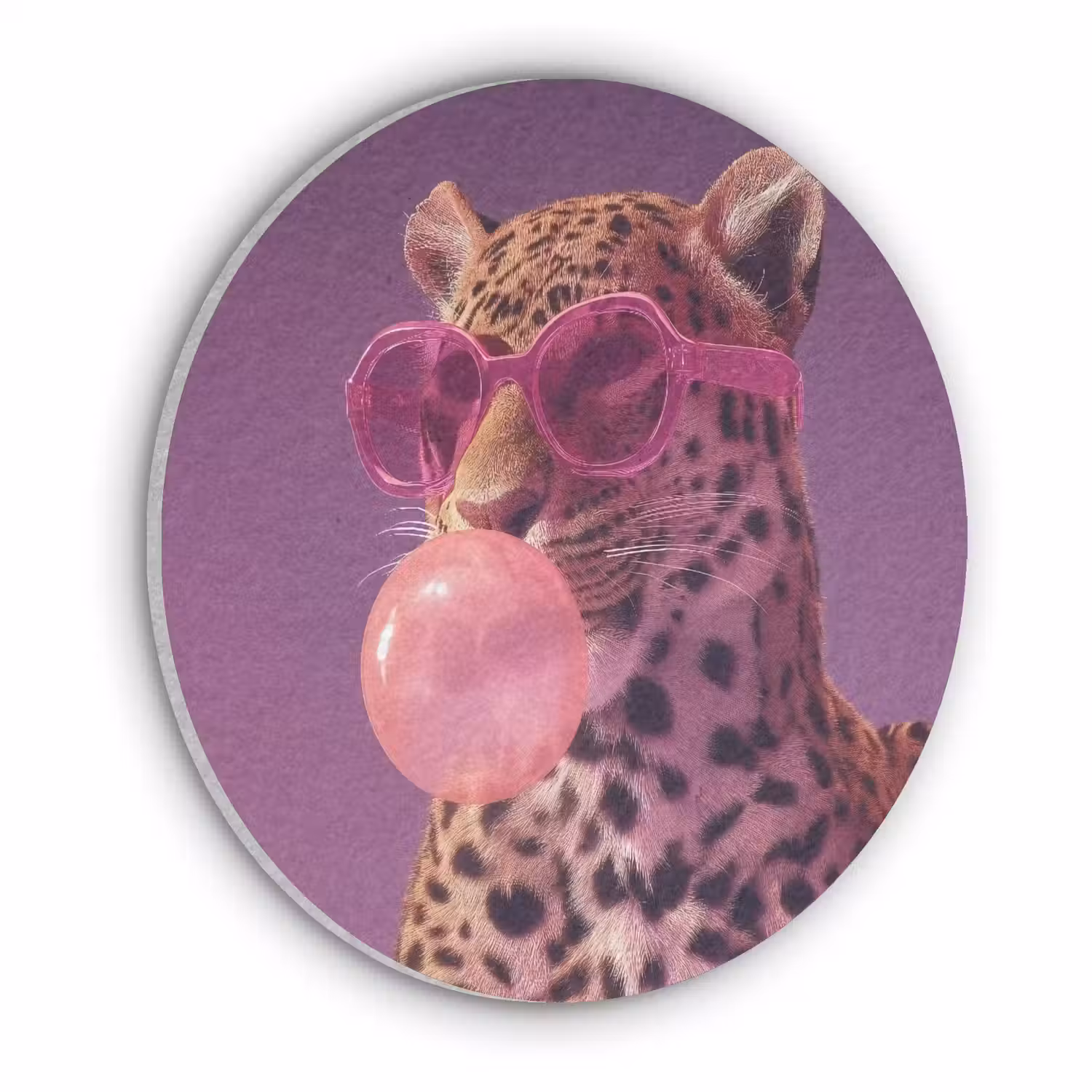Panter - Zonnebril - Kauwgombel - Roze Akoestische PET Vilt - Rond klein -3d