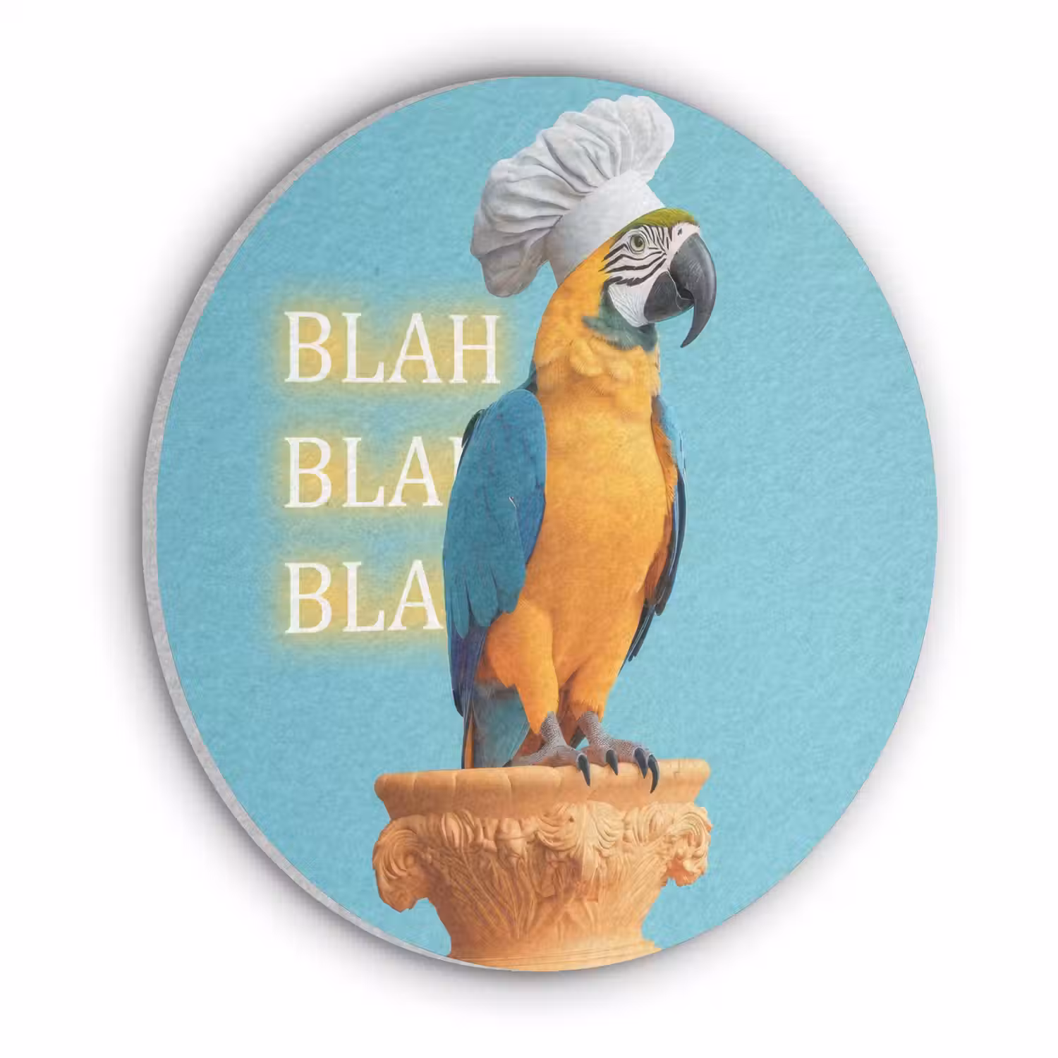 Papegaai - Koksmuts - Quote - Neon Akoestische PET Vilt - Rond klein -3d
