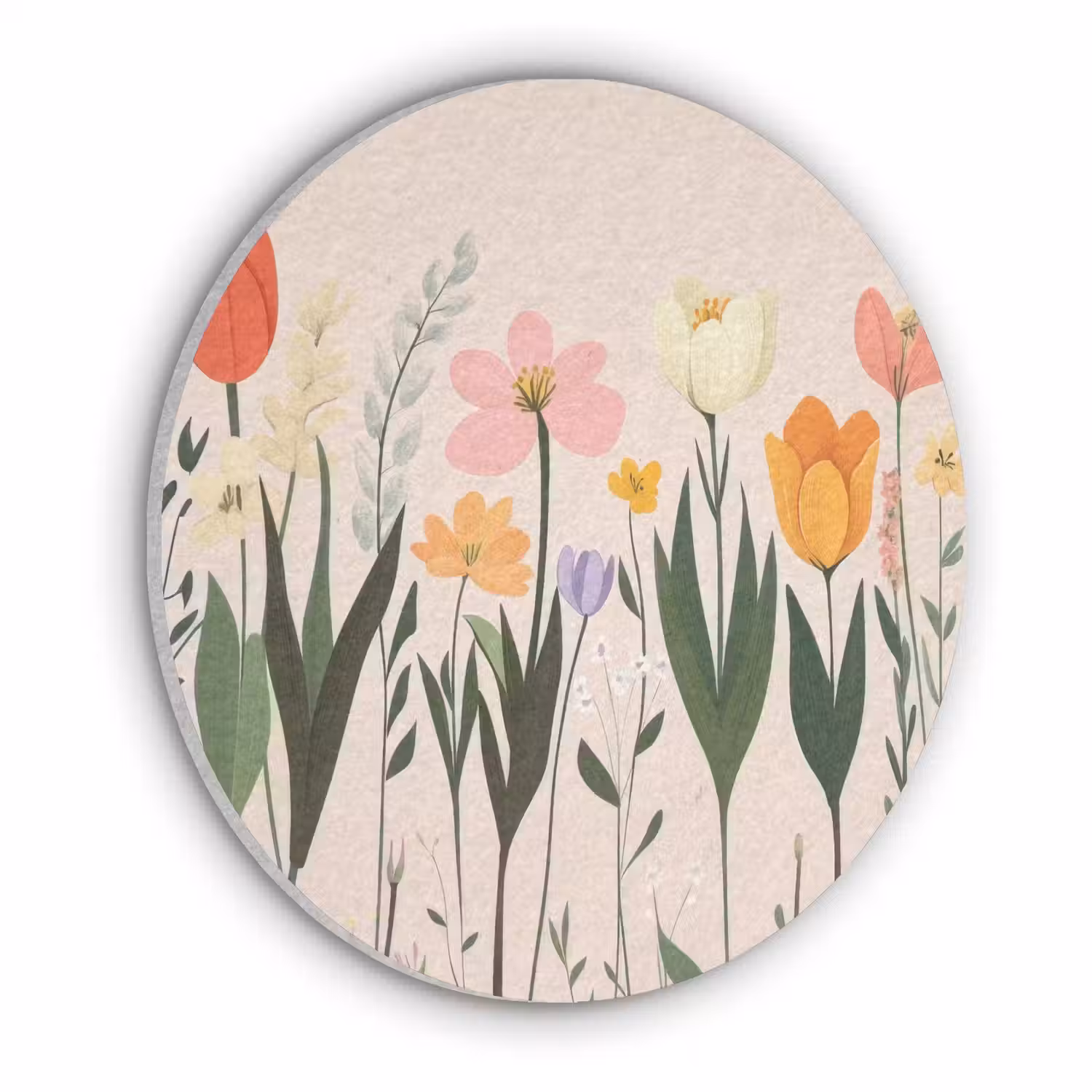 Pasteltinten - Bloemen - Illustratie Akoestische PET Vilt - Rond klein -3d