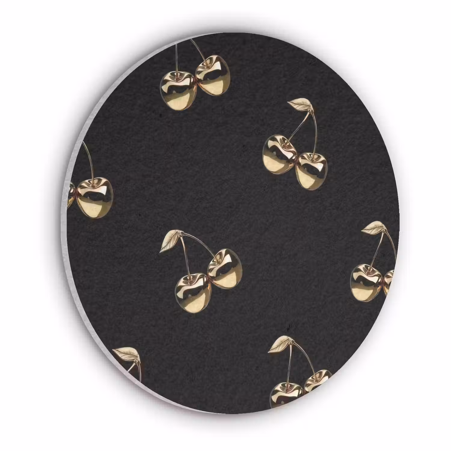 Patroon - Kersen - Goud - Chrome Akoestische PET Vilt - Rond klein -3d