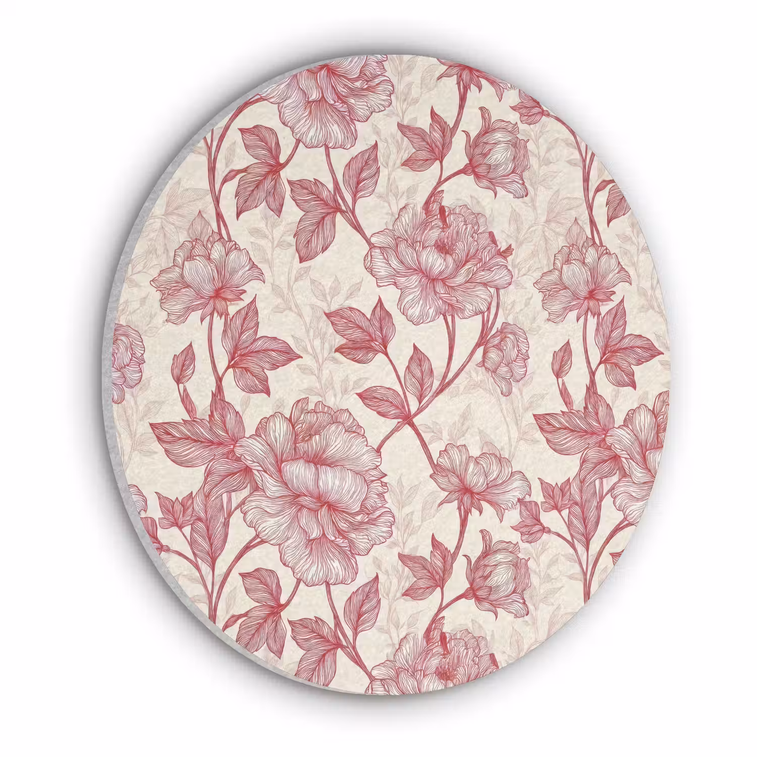 Pioenrozen - Modern - Rood Akoestische PET Vilt - Rond klein 838 -3d
