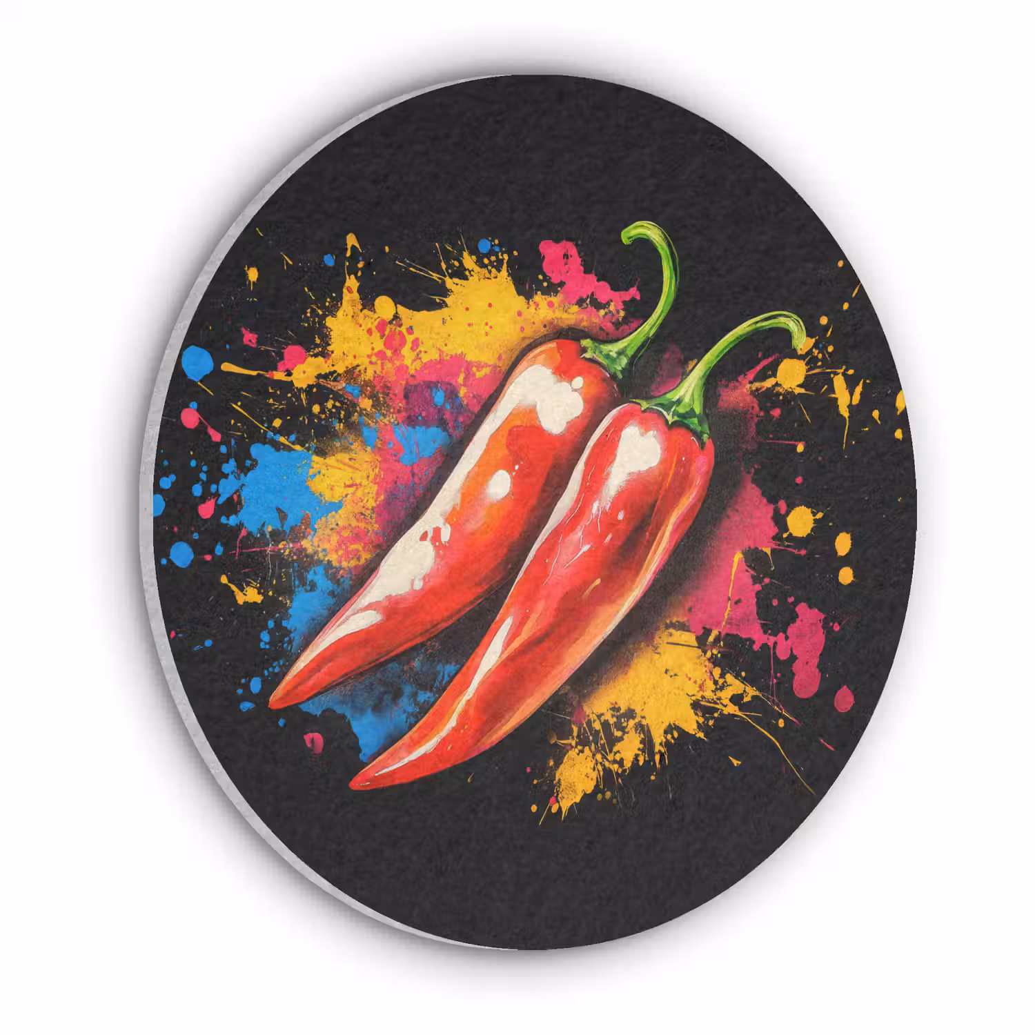 Peper - Graffiti - Verf - Abstract - Modern - Kleurrijk Akoestische PET Vilt - Rond klein -3d
