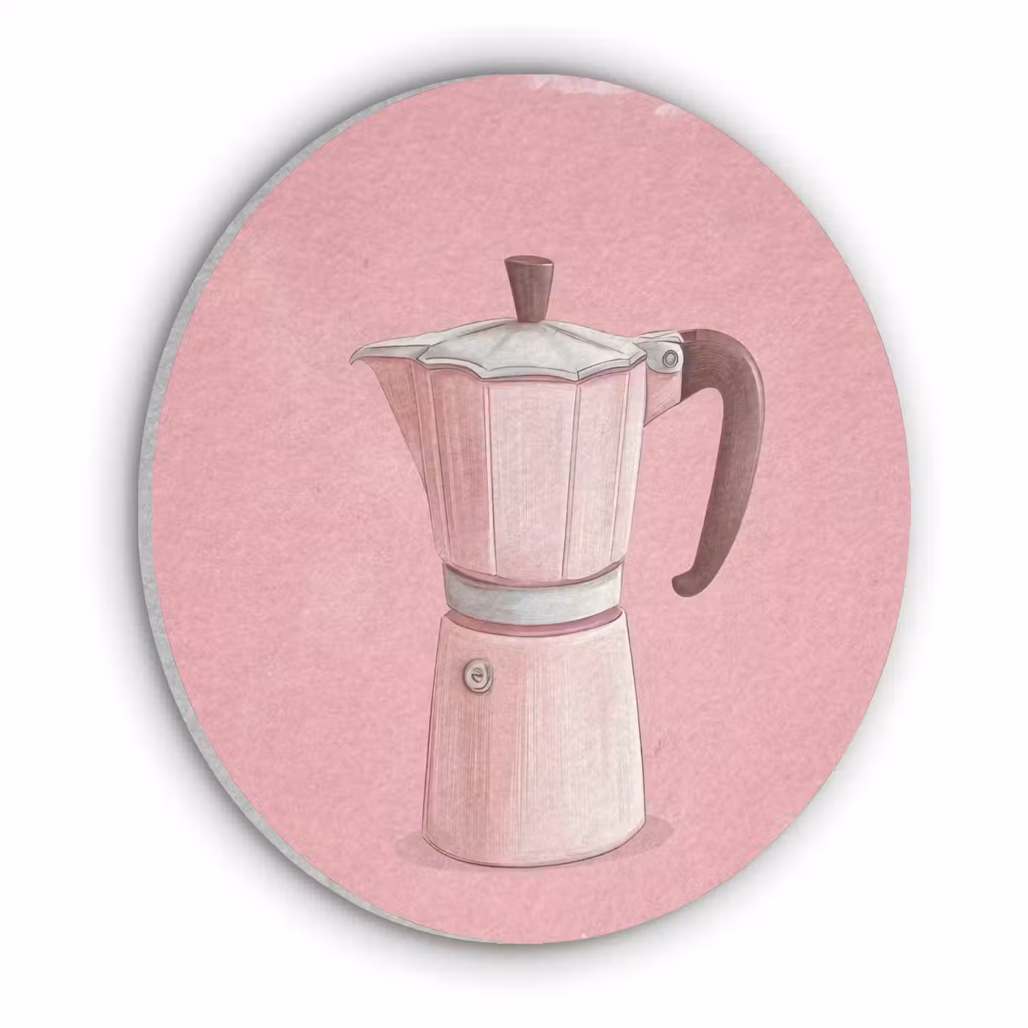 Roze - Mokkapot - Illustratie - Koffie Akoestische PET Vilt - Rond klein -3d
