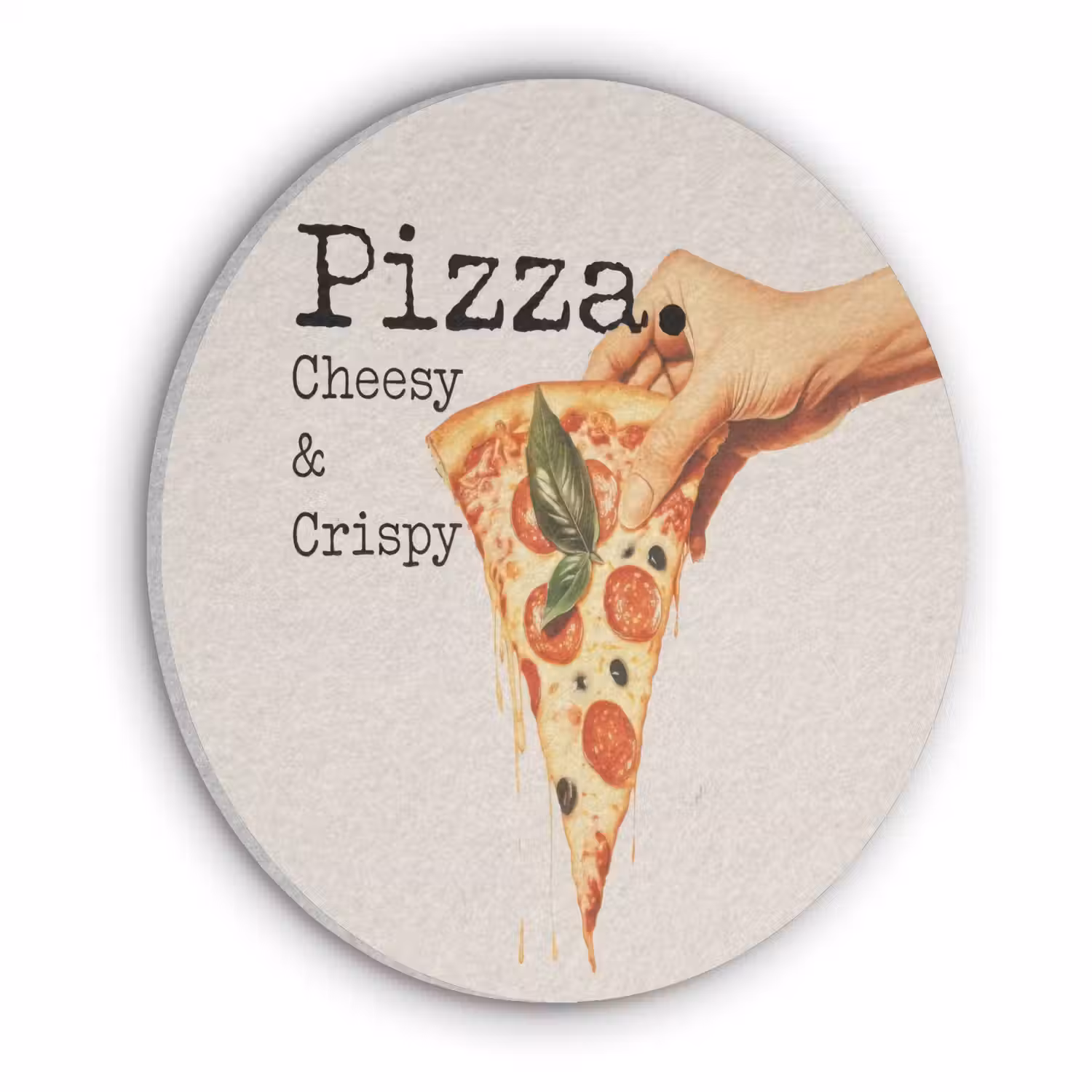 Pizza - Kaas - Pepperoni Akoestische PET Vilt - Rond klein -3d