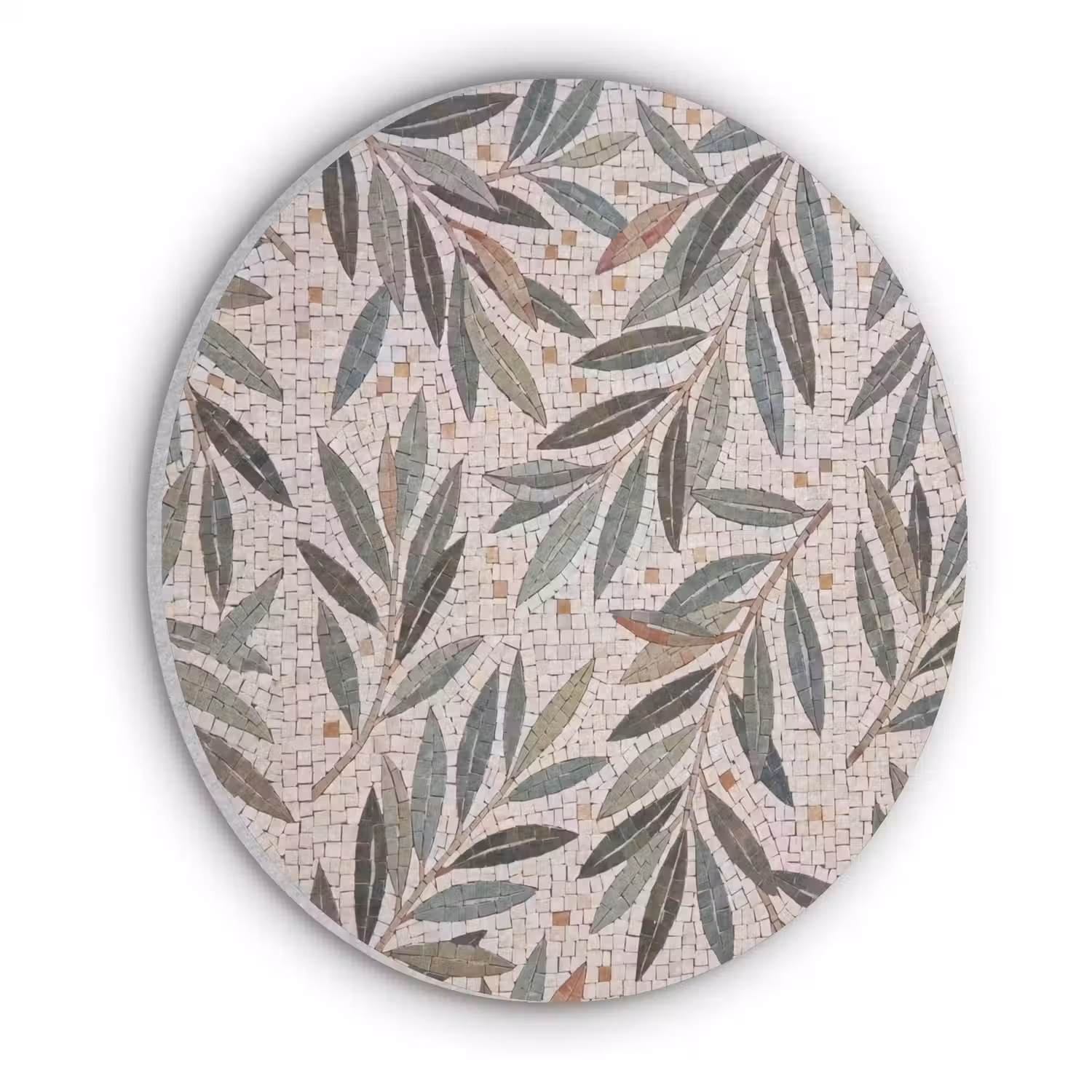 Plant - Blad - Mozaïek - Groen Akoestische PET Vilt - Rond klein -3d