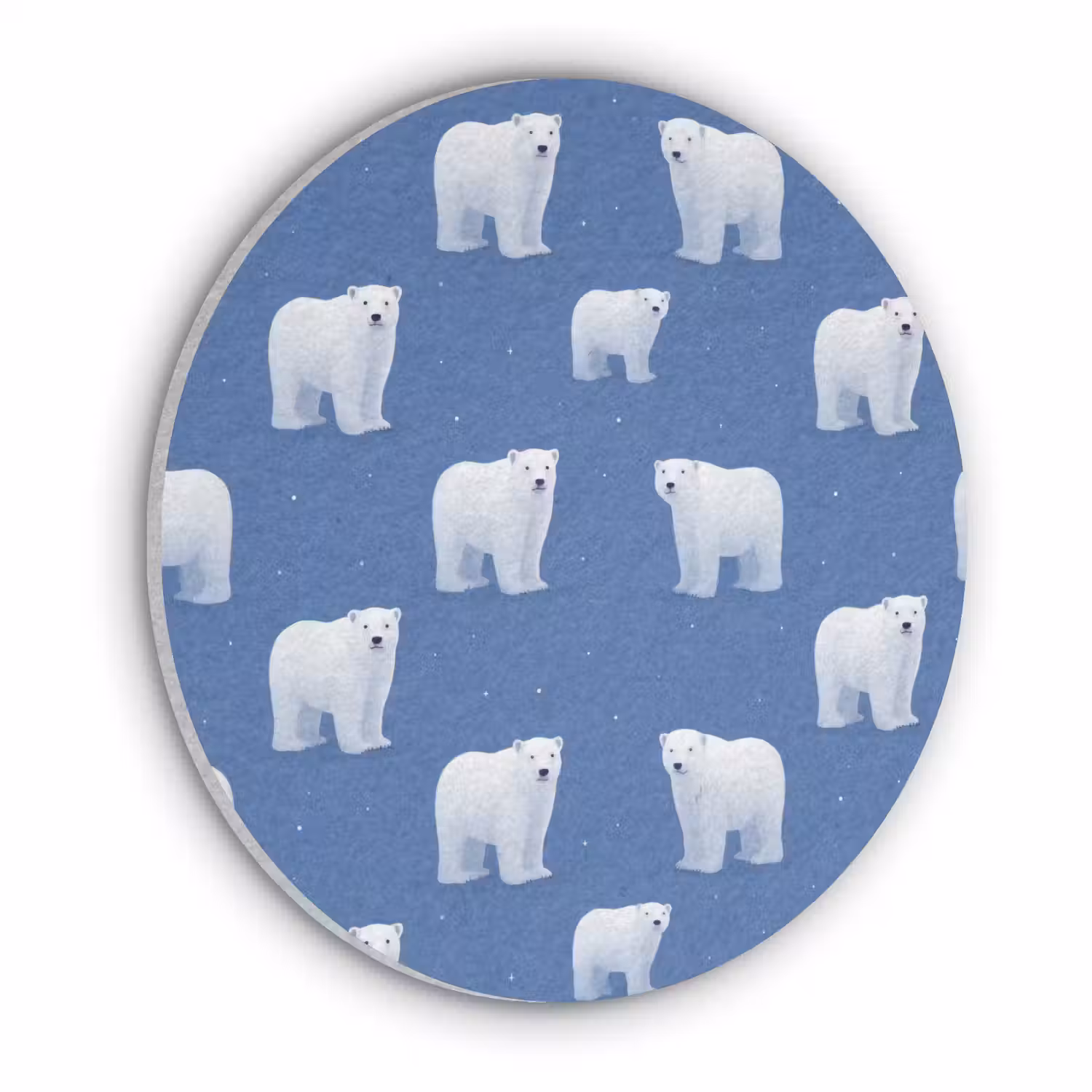 IJsbeer - Patroon - Blauw Akoestische PET Vilt - Rond klein 838 -3d