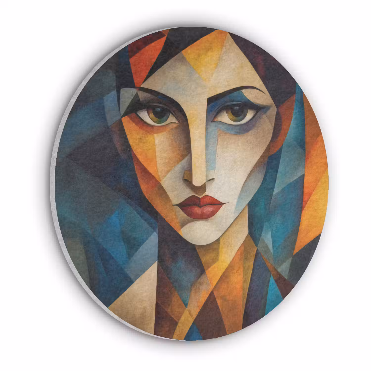 Portret - Abstract - Vormen Akoestische PET Vilt - Rond klein -3d