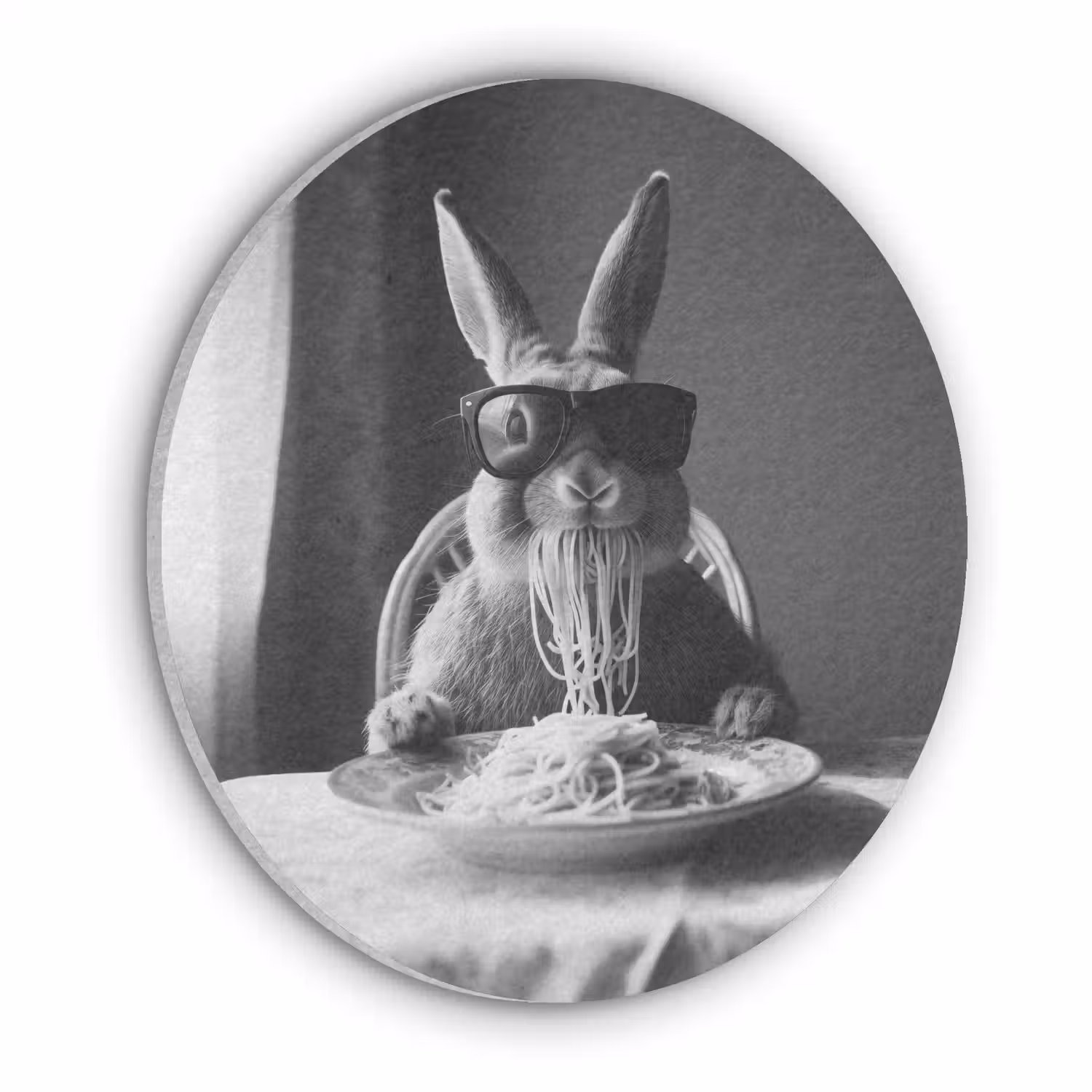 Konijn - Bunny - Zonnebril - Tafelkleed - Pasta - Schattig Akoestische PET Vilt - Rond klein -3d