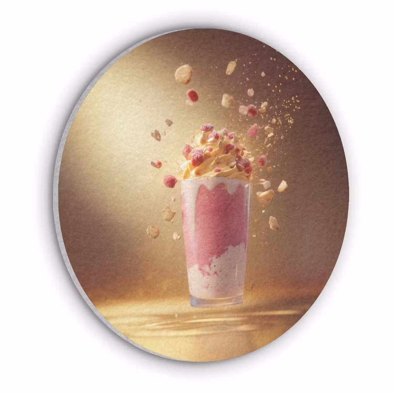 Framboos - Smoothie - Drinken - Roze Akoestische PET Vilt - Rond klein -3d
