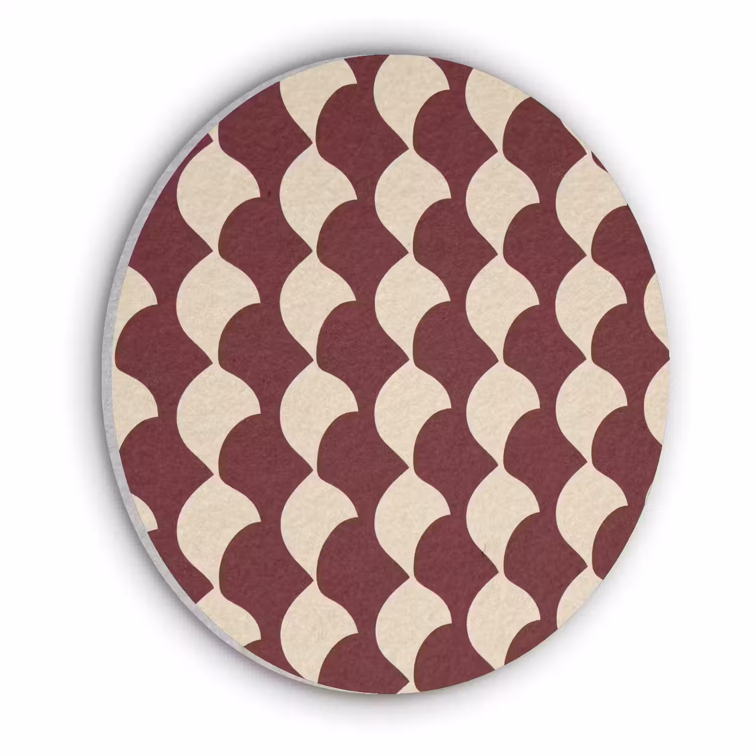 Rood - Tegelpatroon - Crème Akoestische PET Vilt - Rond klein 838 -3d
