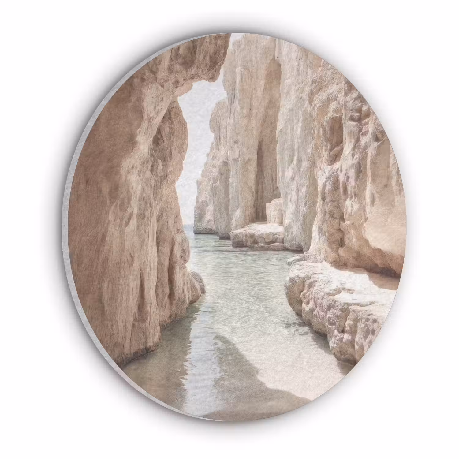 Rotsen - Zee - Zand - Kloof Akoestische PET Vilt - Rond klein -3d