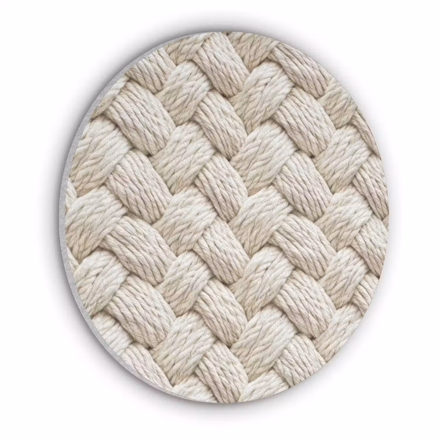 Touw - Gebreid - Beige Akoestische PET Vilt - Rond klein 838 -3d