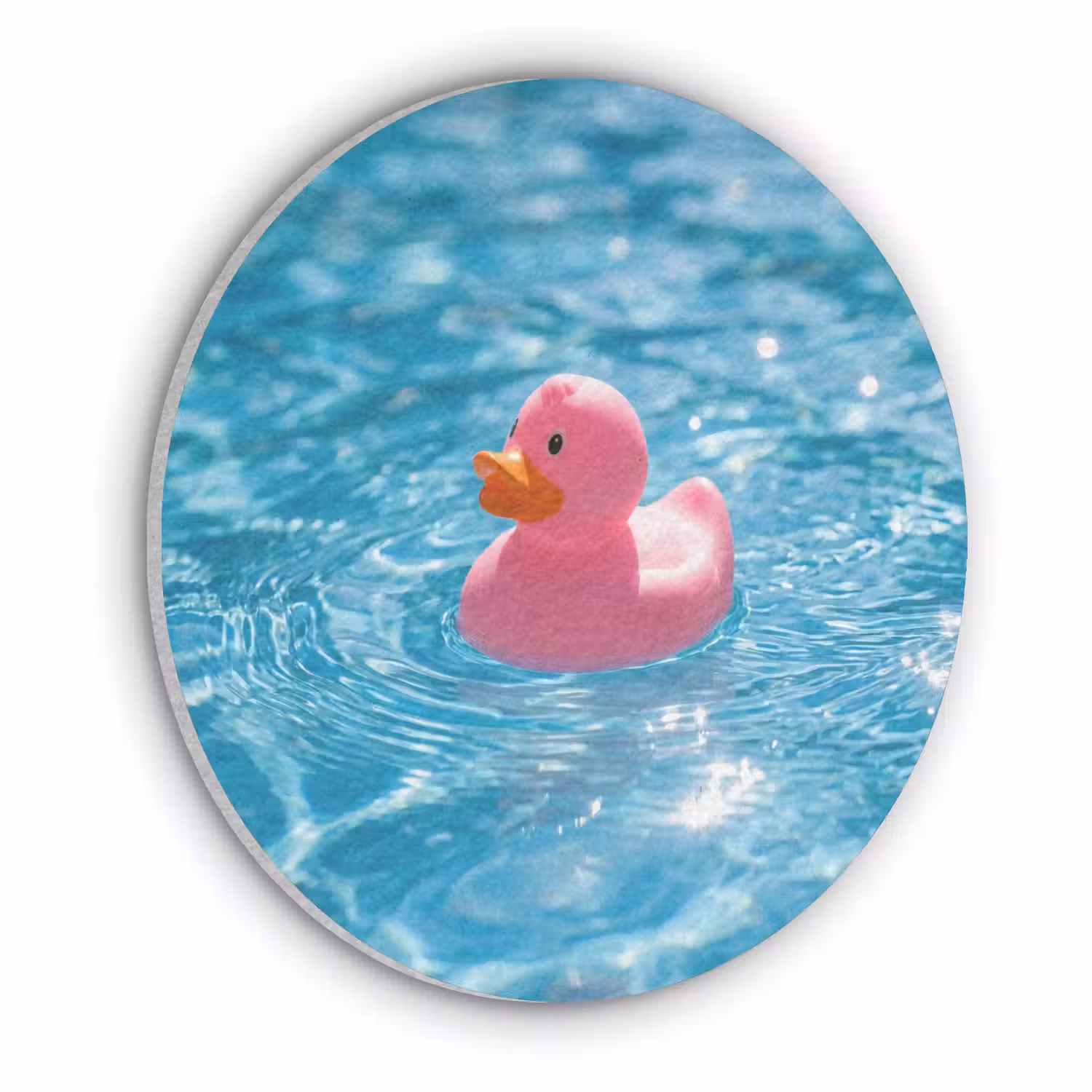 Badeend - Dobberend - Roze Akoestische PET Vilt - Rond klein -3d