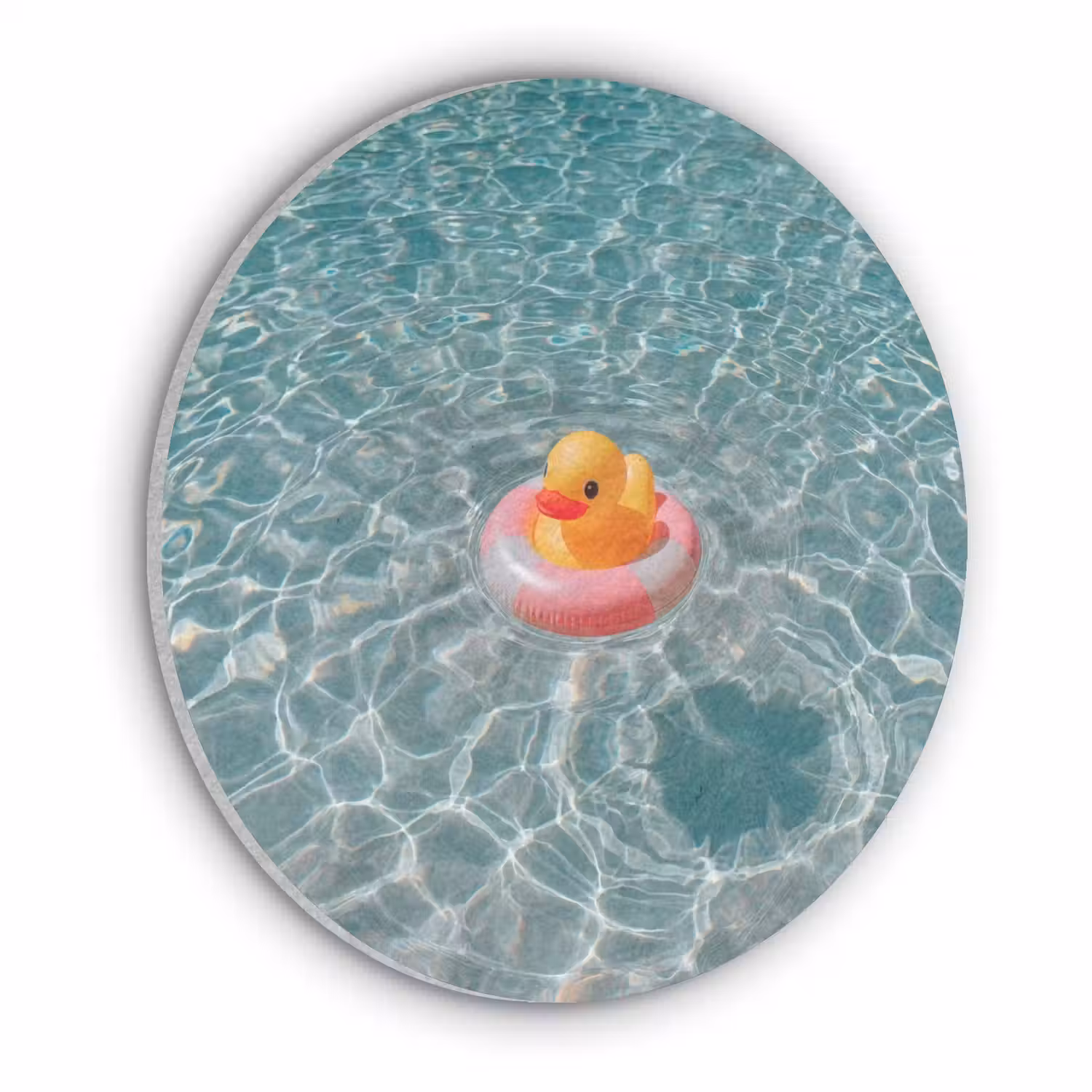 Badeend - Zwemband - Geel Akoestische PET Vilt - Rond klein -3d