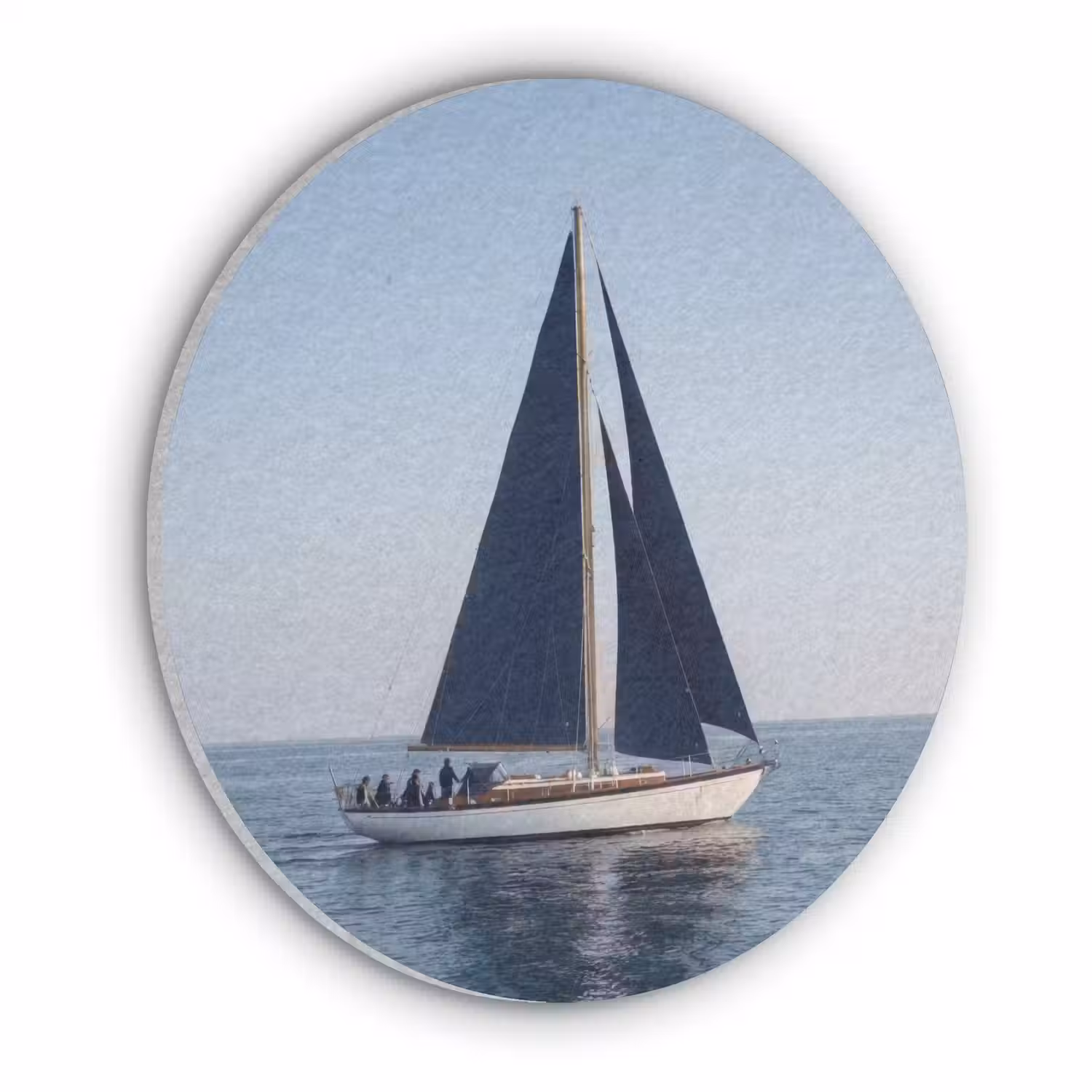 Zeilboot - Zee - Blauw Akoestische PET Vilt - Rond klein -3d