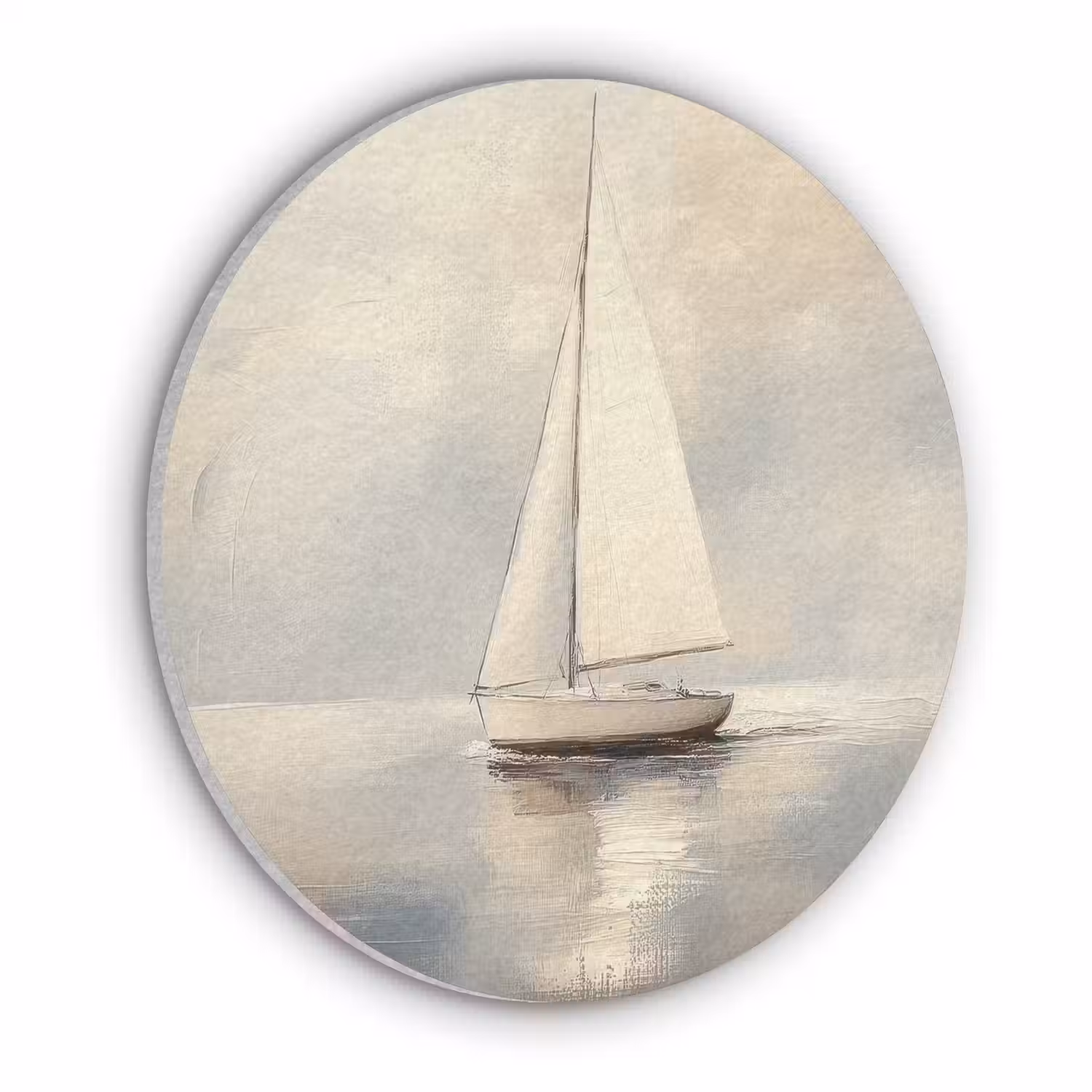 Zeilschip - Zee - Bewolkt Akoestische PET Vilt - Rond klein -3d